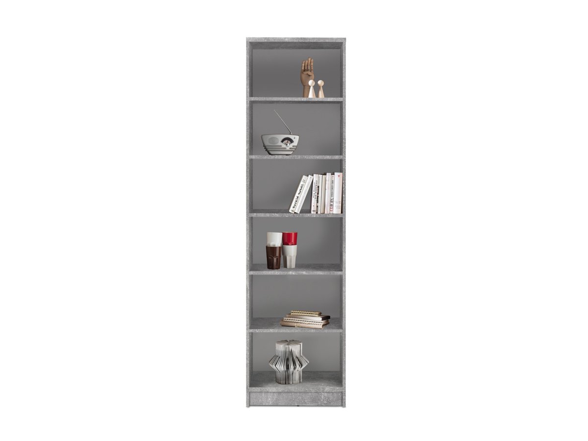 Bücherregal Standregal Betonoptik - weiß  54 x 198 cm - 5 Einlegeböden - OPTIMUS