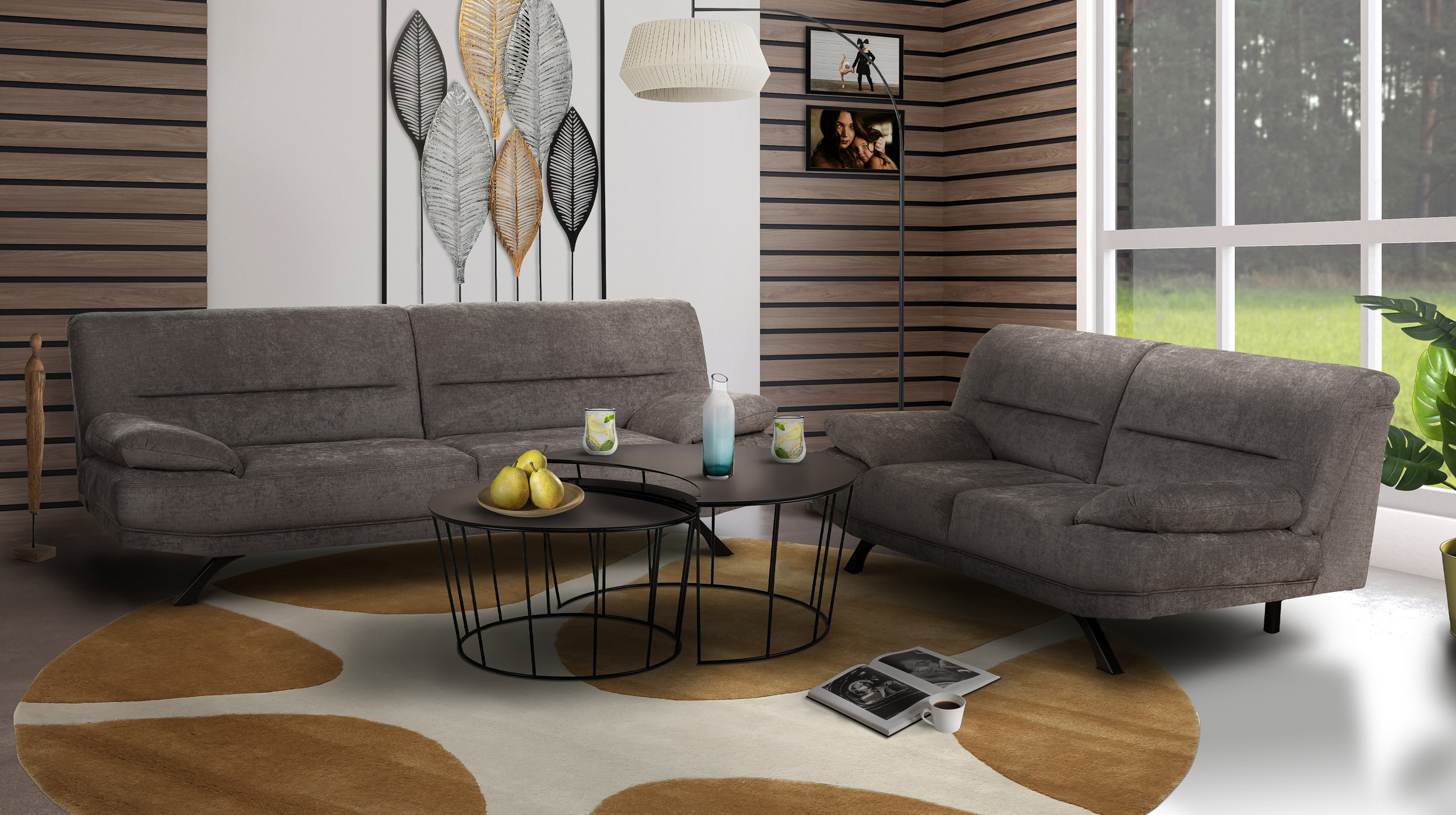 Einzelsofa 2-Sitzer grau 191 cm - BRUNO