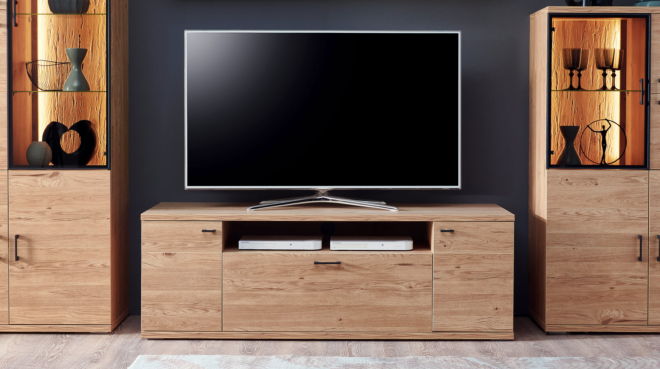 Wohnwand Gustavson Eiche 360 cm - Anbauwand- OLSBERG 