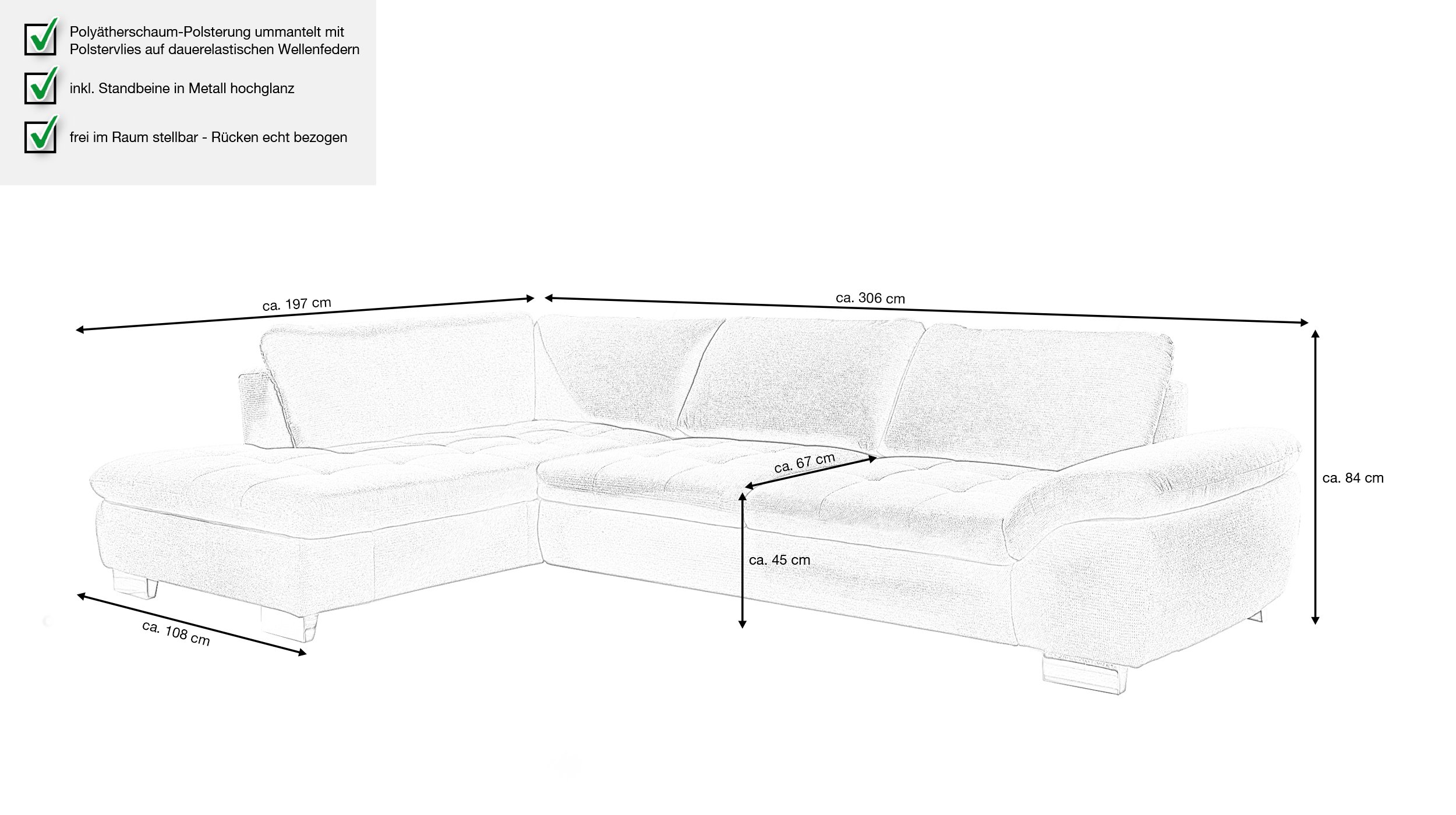 Couchliebe® Wohnlandschaft planbar - famosa grey - Basis Version - CHILL