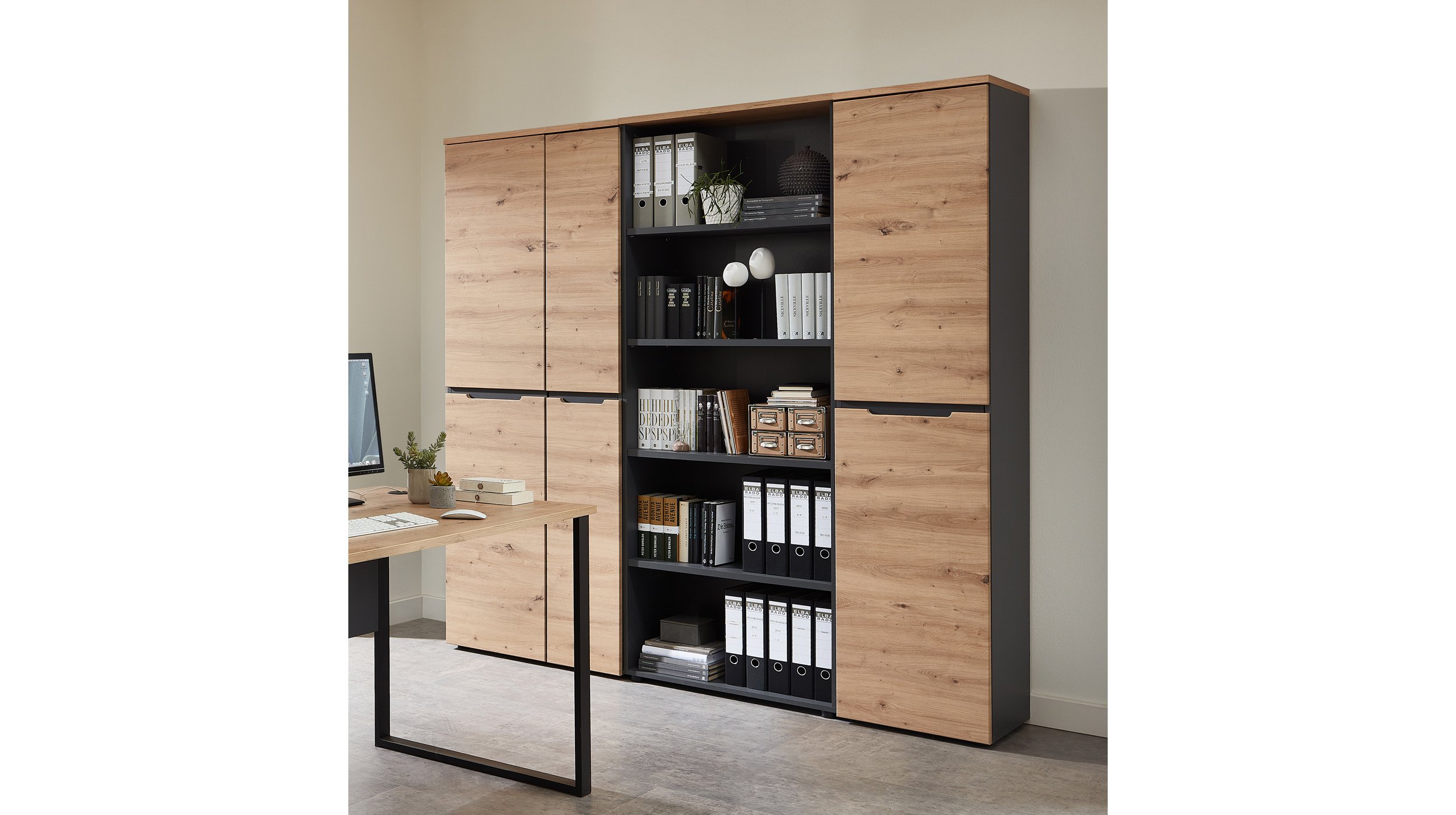 Büroregal graphit - Artisan Eiche 75 x 197 cm - MEMPHIS