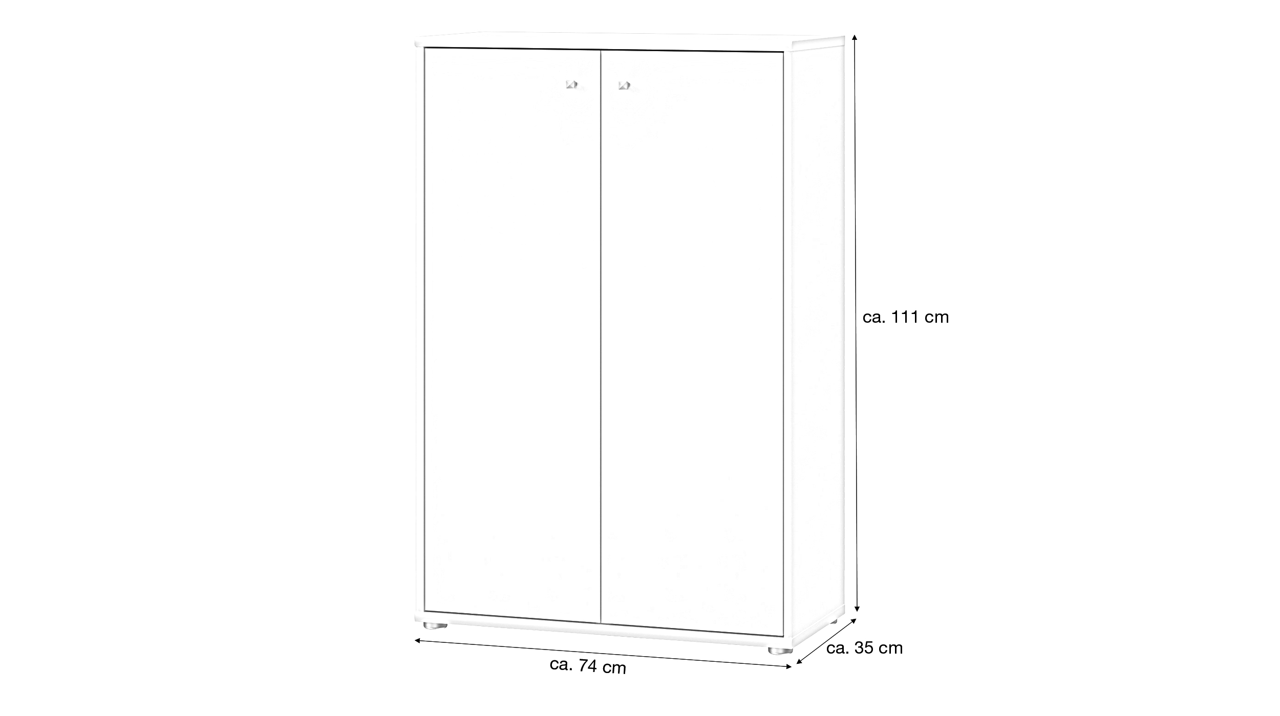 Kommode weiß 111 cm - 2-türig - TEMPRA