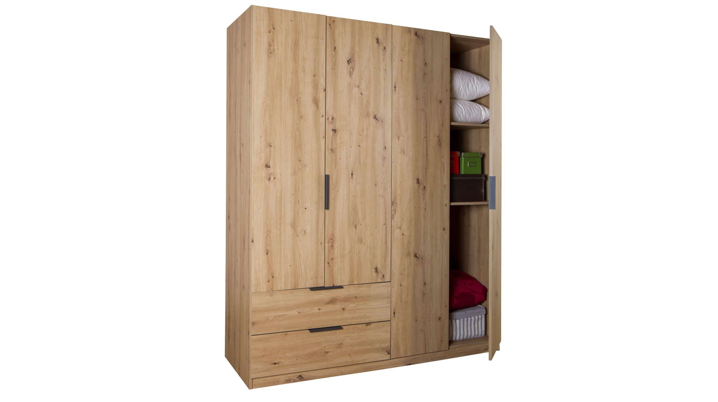 Kleiderschrank mit Schubladen 4-türig Eiche 162 cm - ESPRESSO