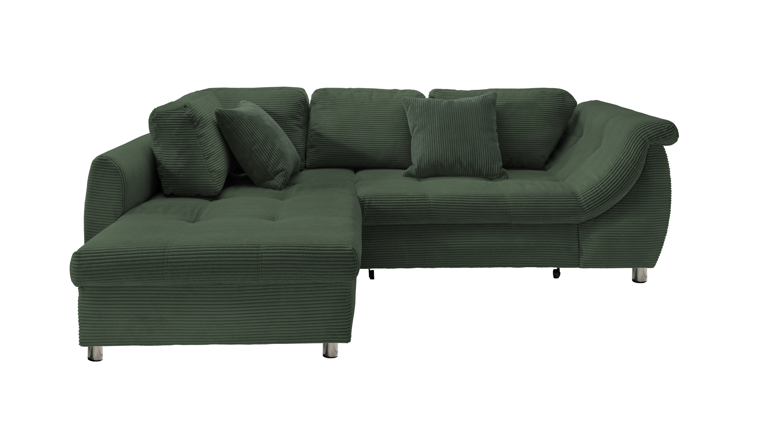 Ecksofa Cord grün Schlaffunktion OT links - LUNARO