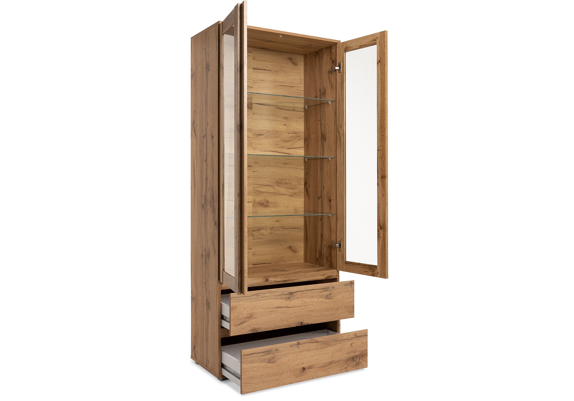 Vitrine mit 2 Glastüren Honig Eiche Breite 80 cm - IMAGE