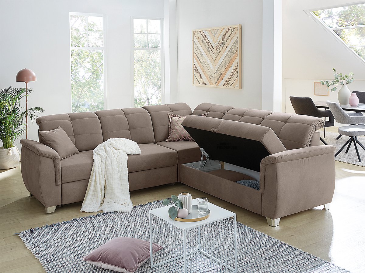 Ecksofa mit Schlaffunktion 263 x 263 cm braun - UDINE