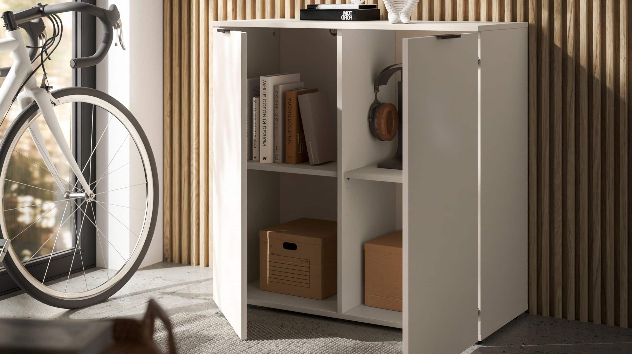 Kommode beige 90 x 40 cm - 2-türig - LINZ