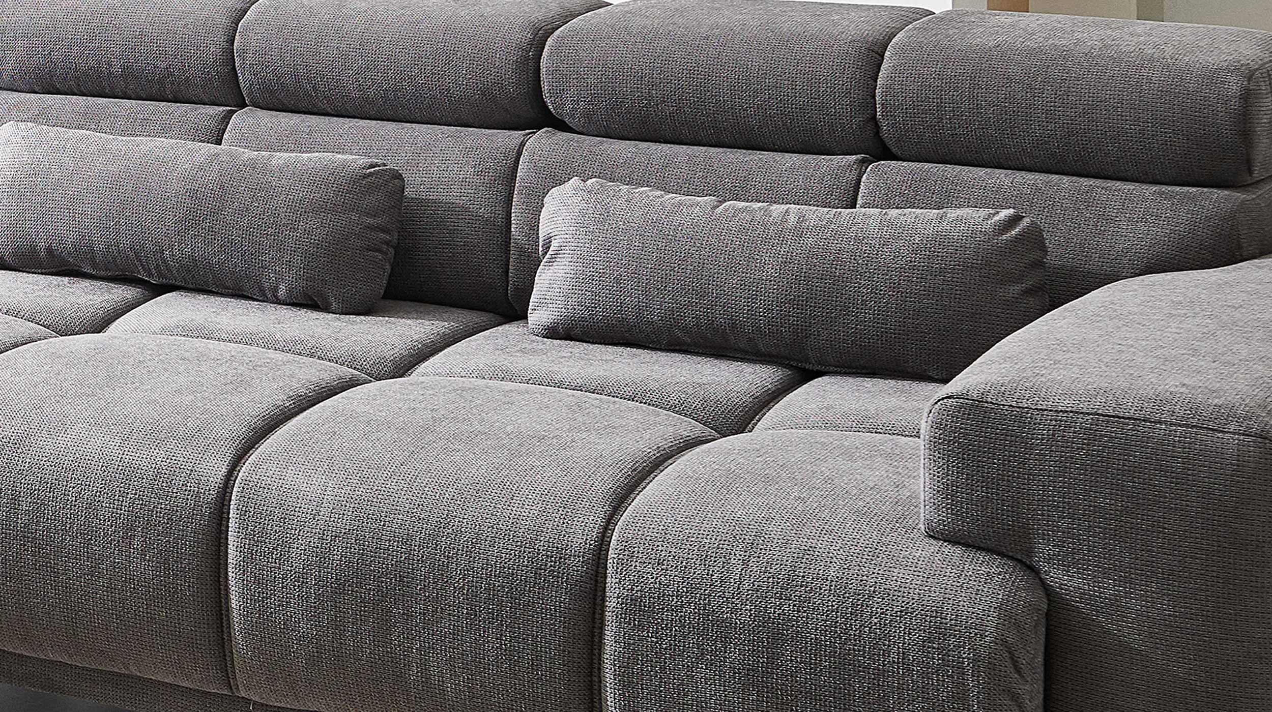 Ecksofa grau ausziehbar - Sitztiefenverstellung 285 cm - OT links - SPEED