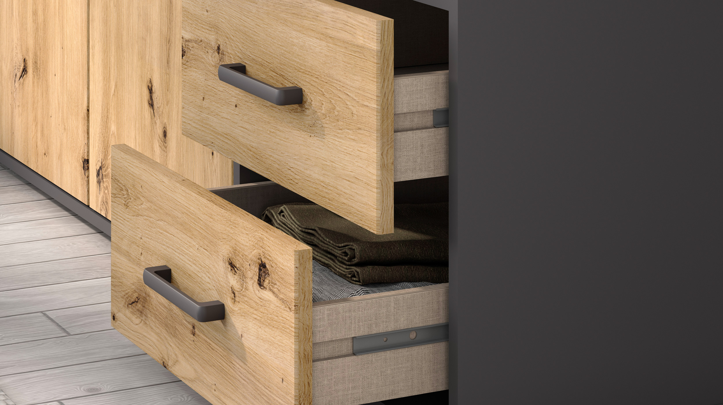 Kleiderschrank Artisan Eiche - grau - 187 cm - rauch - VOYAGER