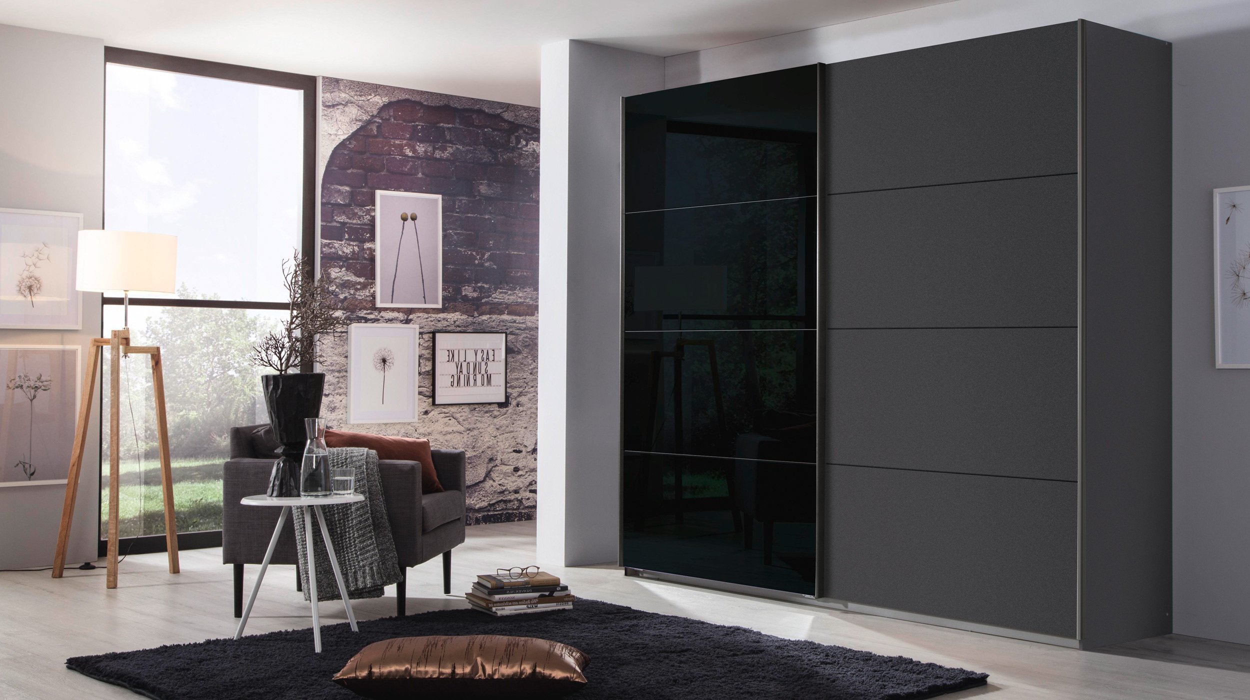 Schwebetürenschrank grau 226 cm von rauch - Glasfront - QUADRA