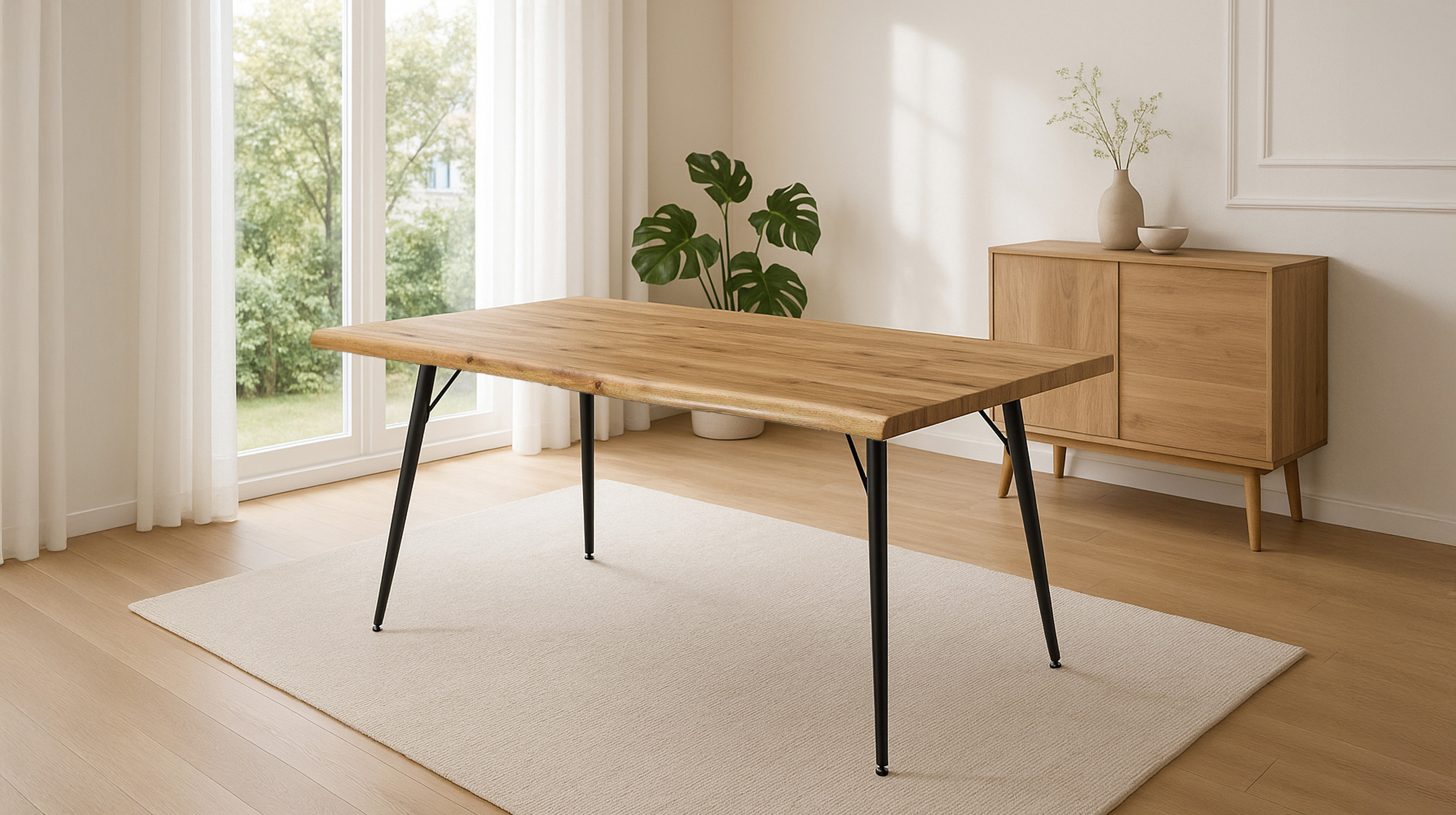 Esstisch Baumkantentisch Optik 180 x 90 cm Wildeiche - TAILIN