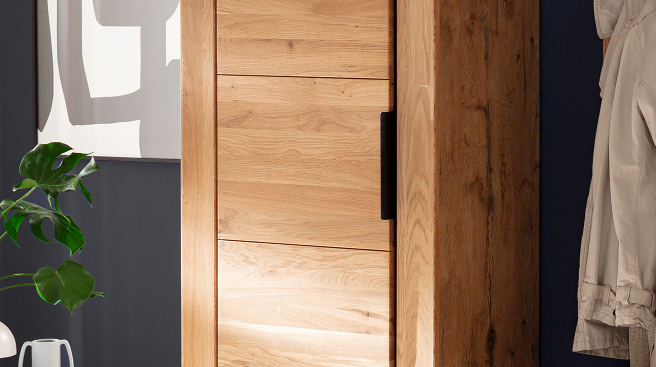 Garderobenschrank Wildeiche teilmassiv geölt - 70 cm - GRENO