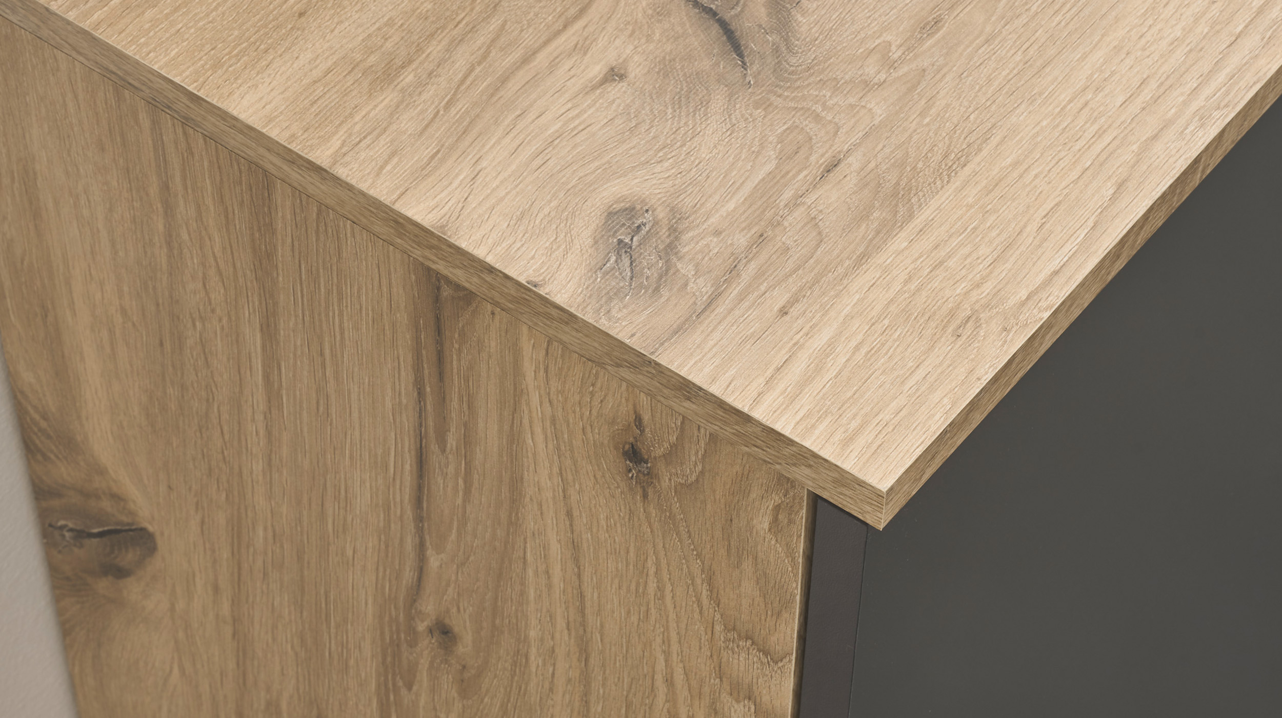 Kommode Viking Oak - grau 120 x 84 cm 4 Schubladen - BOBBY