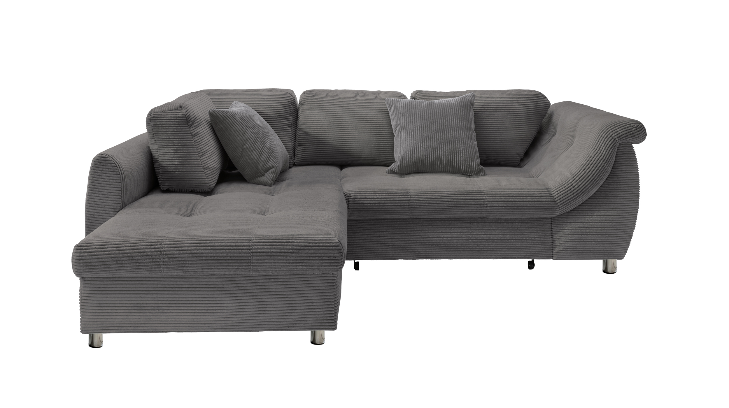 Ecksofa Cord grau Schlaffunktion Bettkasten OT links - LUNARO