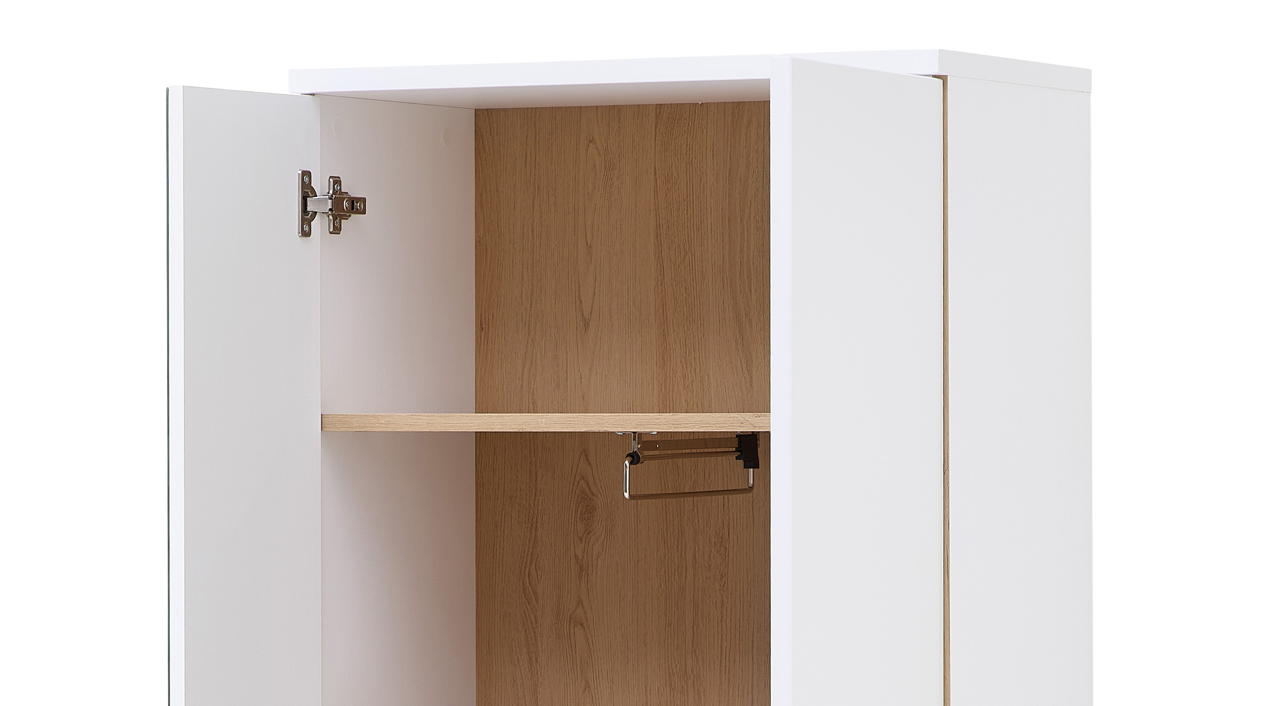 Garderobenschrank mit Spiegel weiß - Artisan Eiche 65 cm - MEMPHIS 