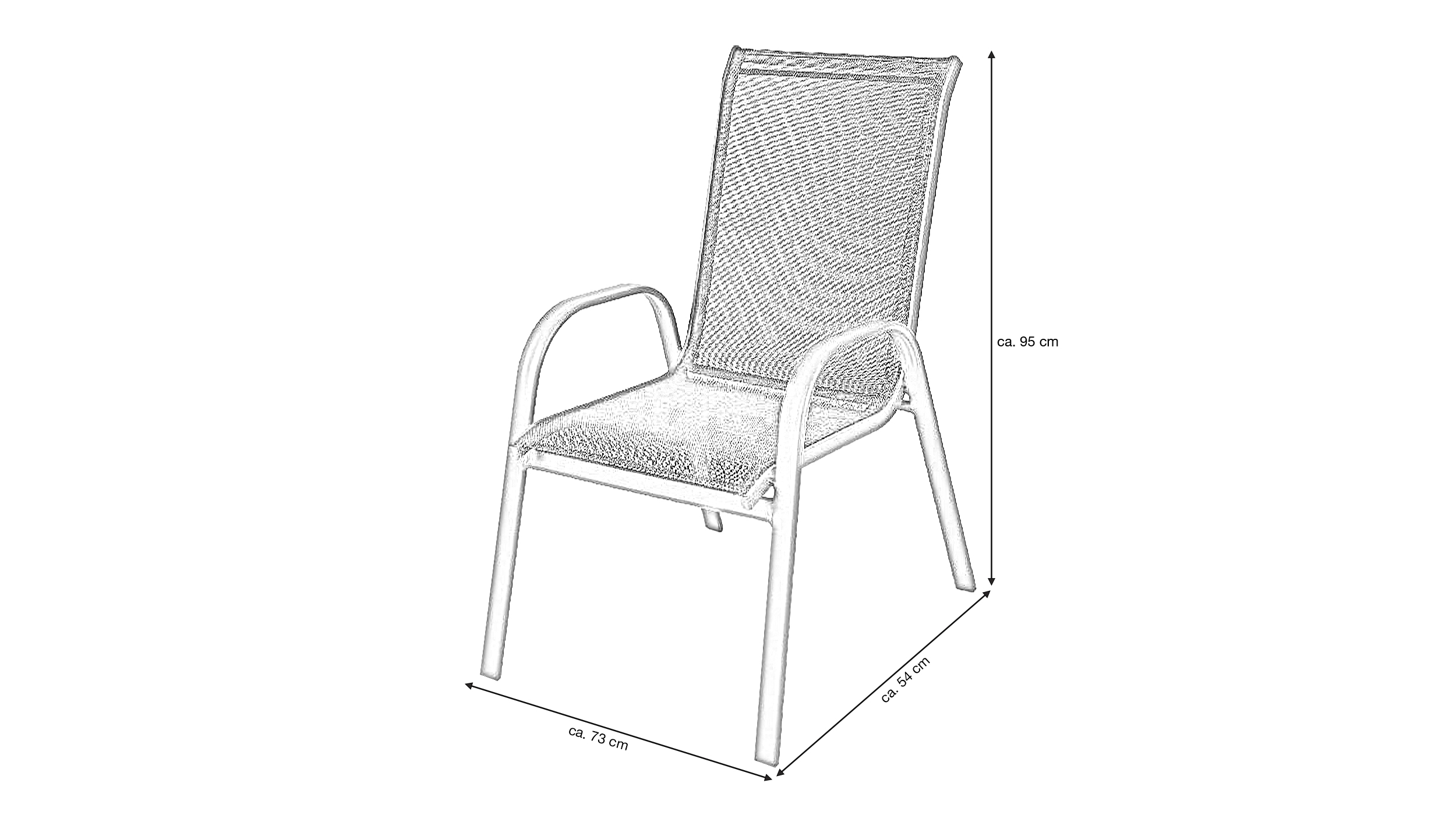 Gartenstuhl mit Armlehnen schwarz 73 x 54 cm - LOLA  Gartenstuhl mit Armlehnen schwarz 73 x 54 cm - LOLA