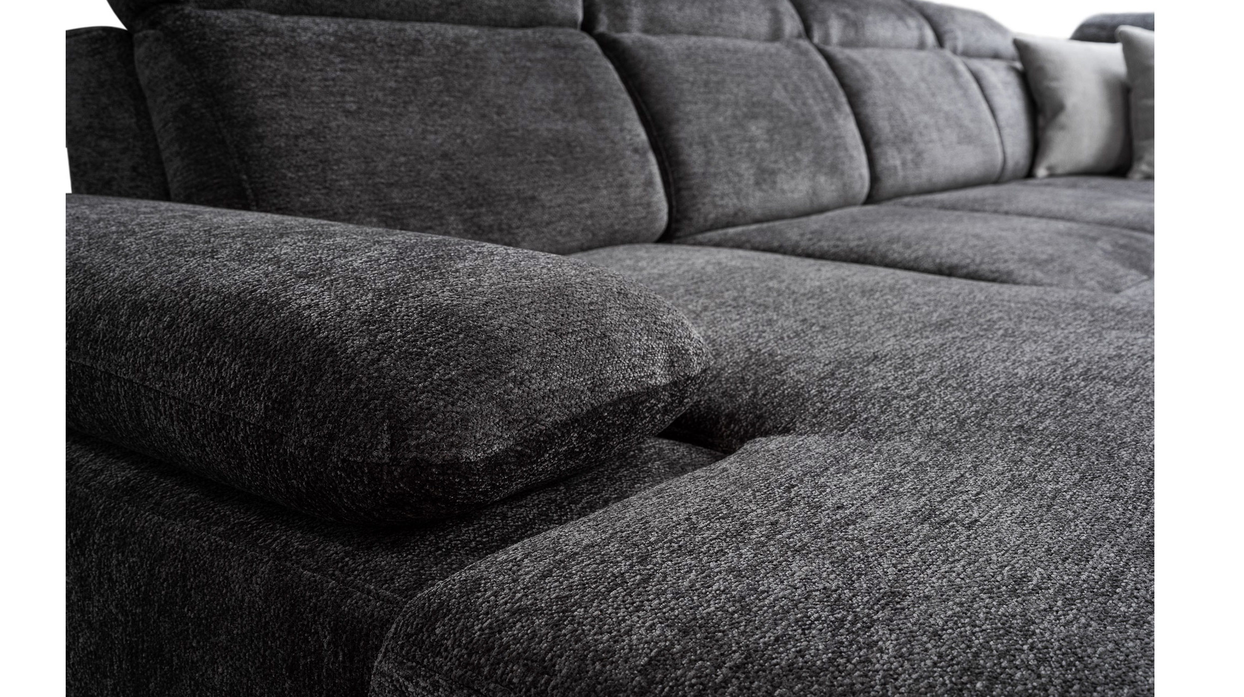 Wohnlandschaft Schlaffunktion anthrazit mit Bettkasten 359 cm - CORDOBA