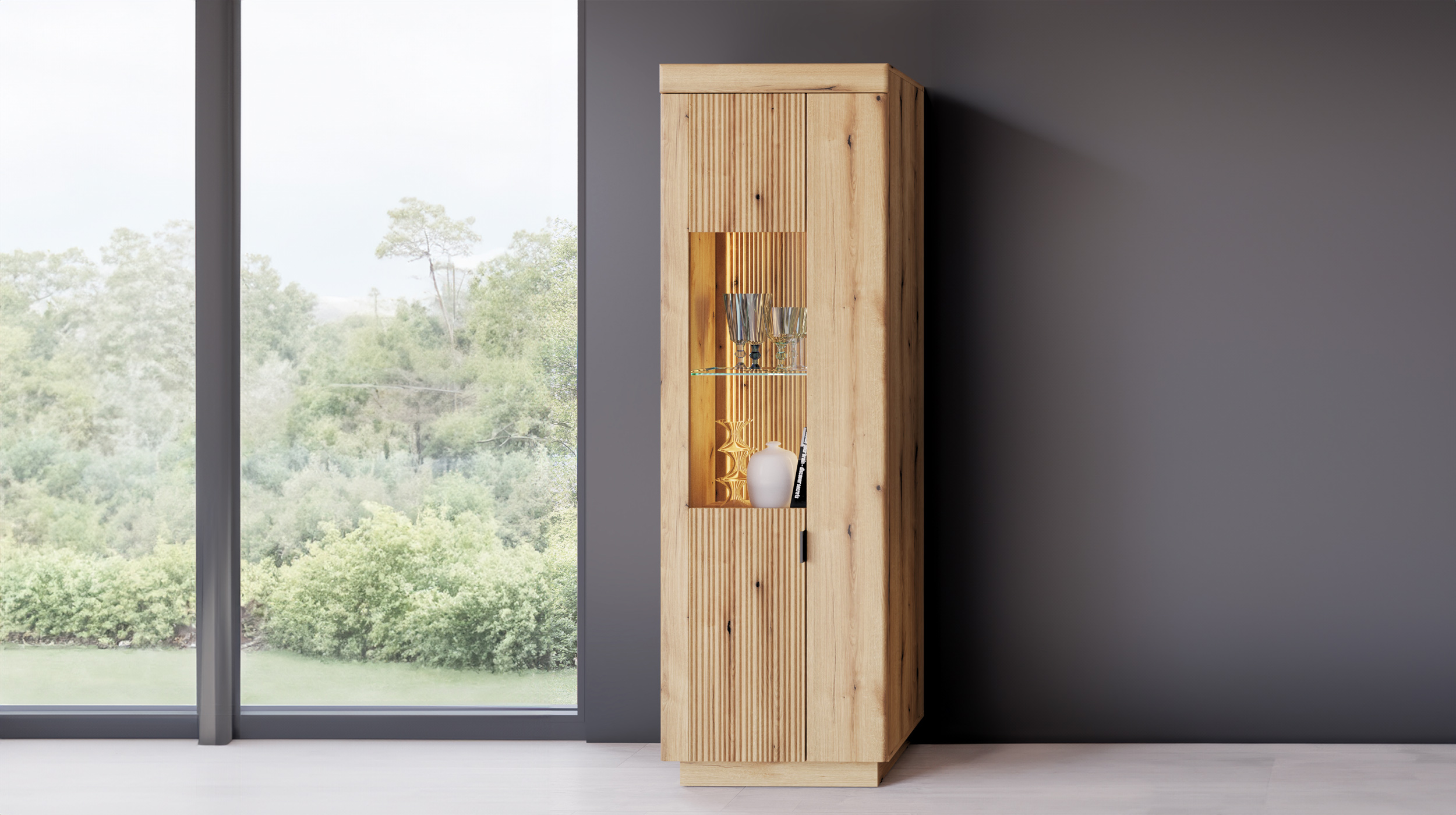 Vitrine mit Beleuchtung Coast Evoke Eiche Breite 63 cm - DELAMAR Vitrine mit Beleuchtung Coast Evoke Eiche Breite 63 cm - DELAMAR