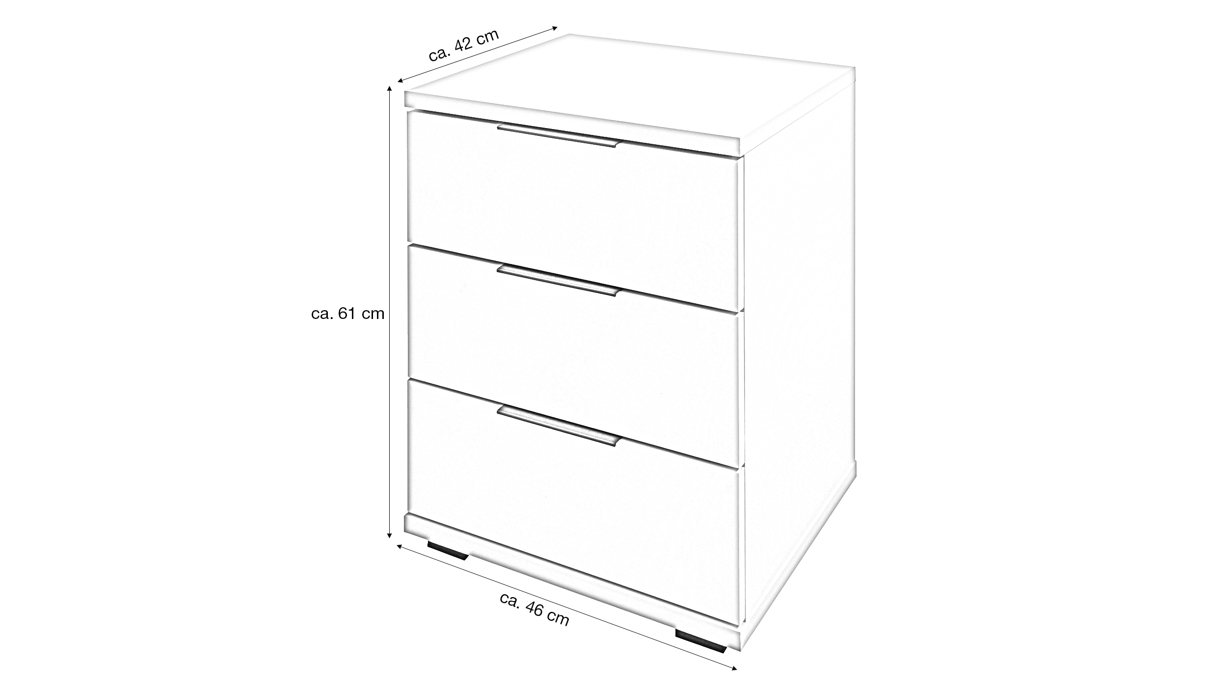 Nachttisch beige 46 x 42 cm - 3 Schubladen - UNIVERSAL