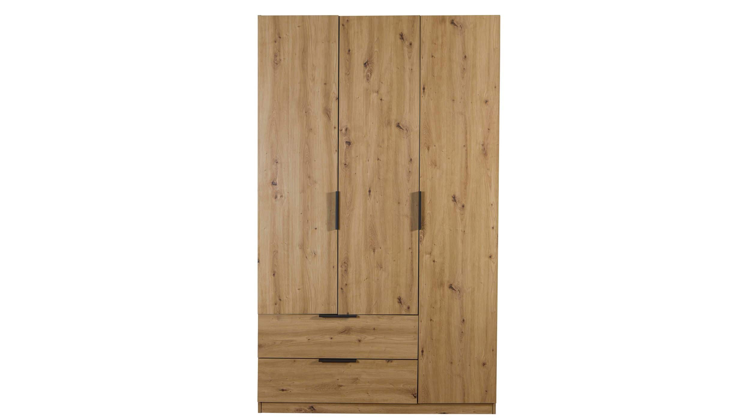 Kleiderschrank mit Schubladen 3-türig Eiche 122 cm - ESPRESSO