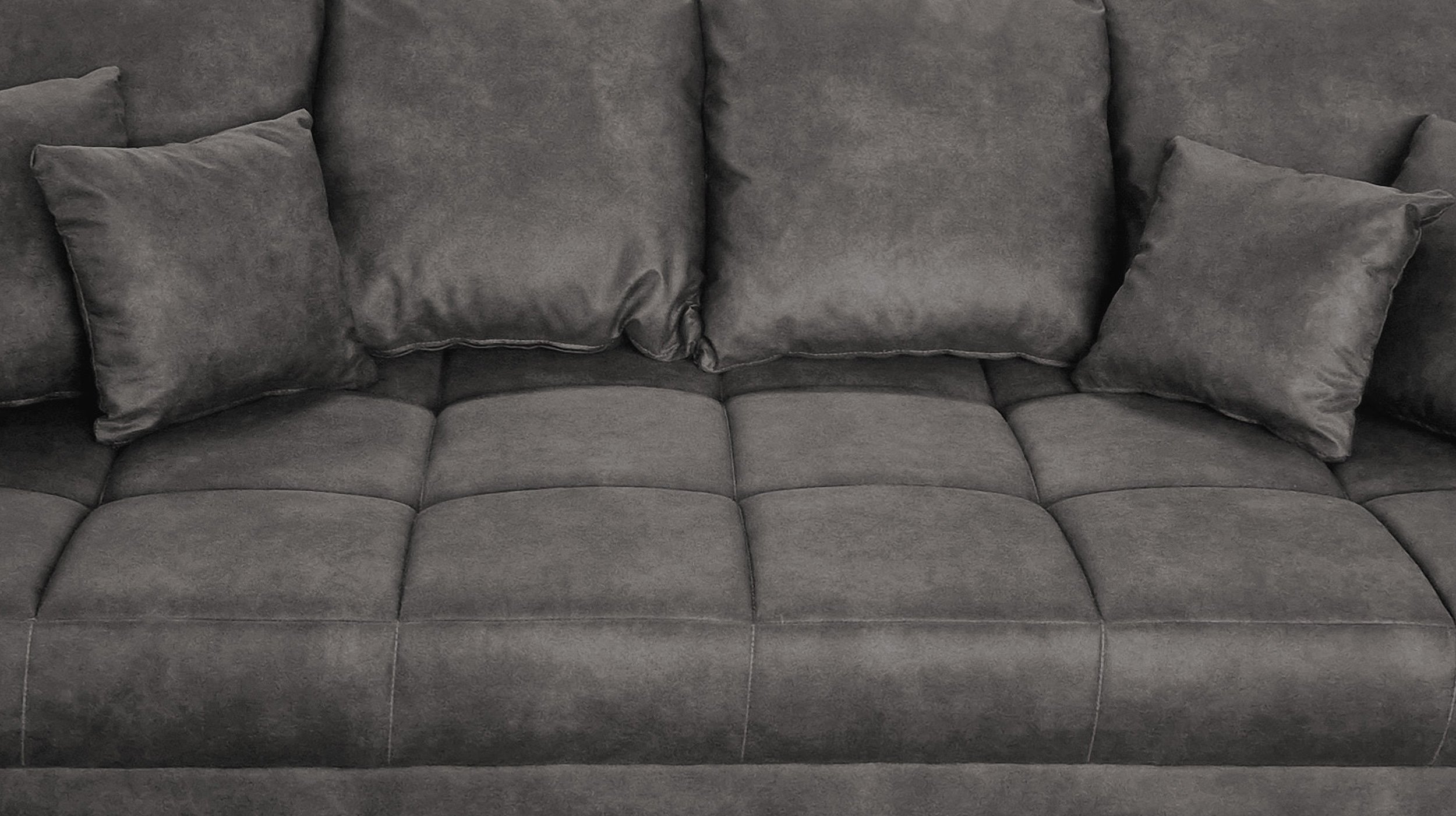 Big Sofa in grau Vintage 254 cm - Nosagunterfederung - BORNEO