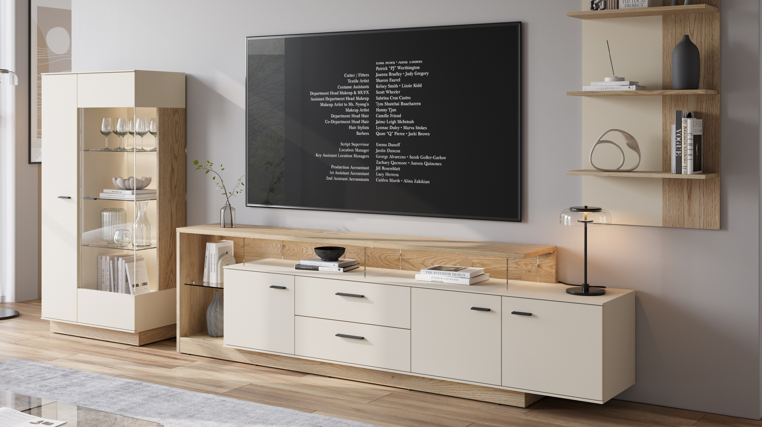 TV - Lowboard beige - Eiche - 236 cm TV-Board - MEOLO