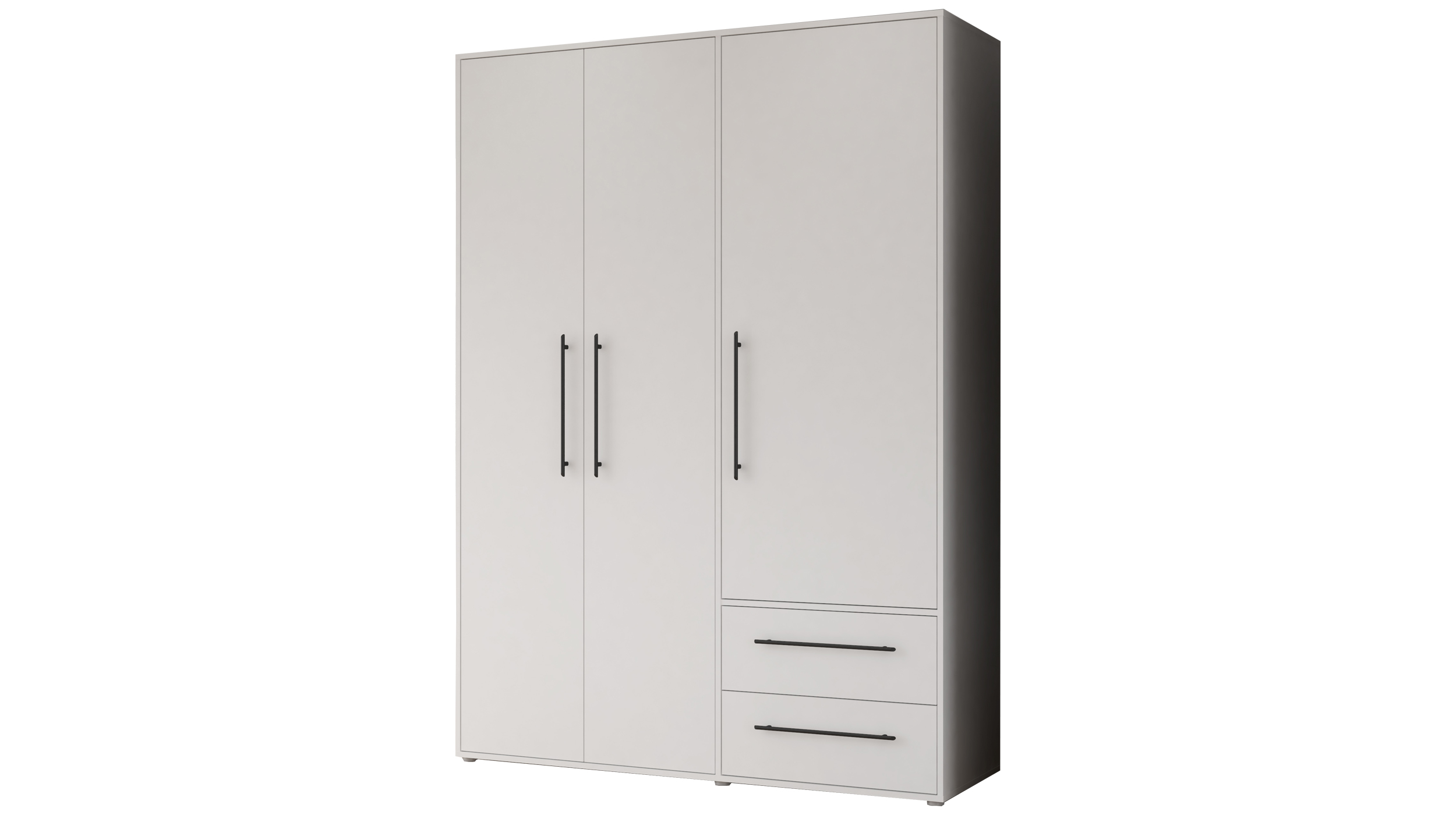 Kleiderschrank weiß - 144 cm - 3 Türen - MOKKARIS