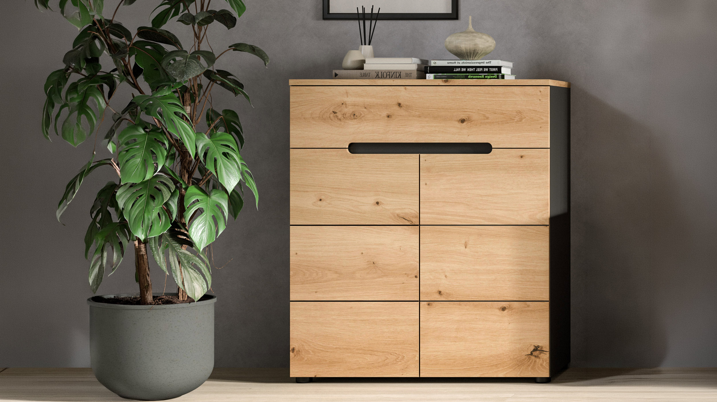 Kommode mit Schublade Artisan Eiche 80 x 37 cm - CANU