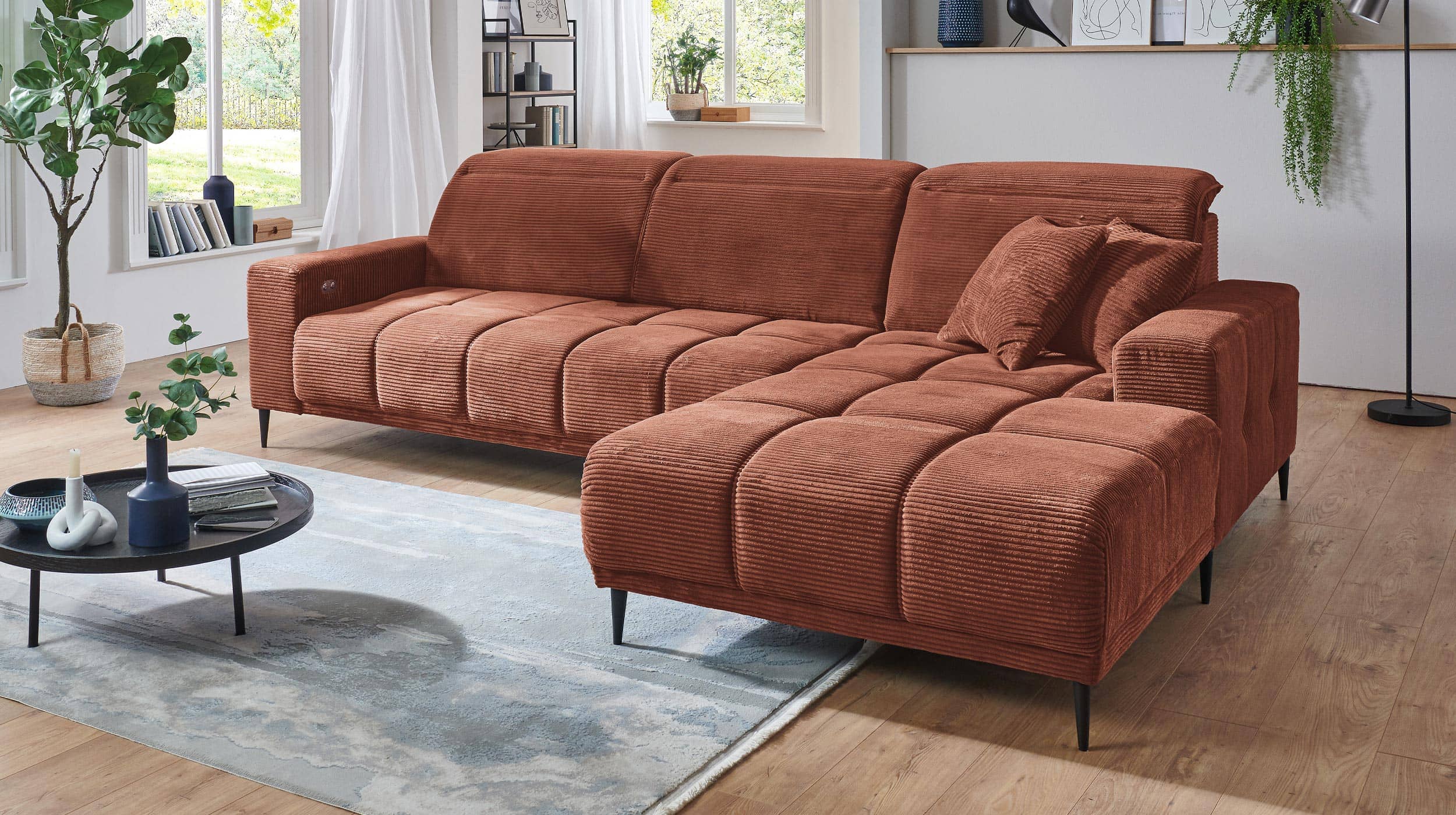 Ecksofa Cord rost 286 x 195 cm - MARISOL