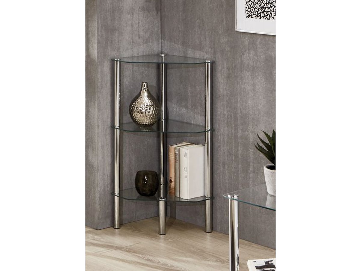 Beistelltisch chrom - Glas - Ecke - 46 x 77 cm - EMDEN