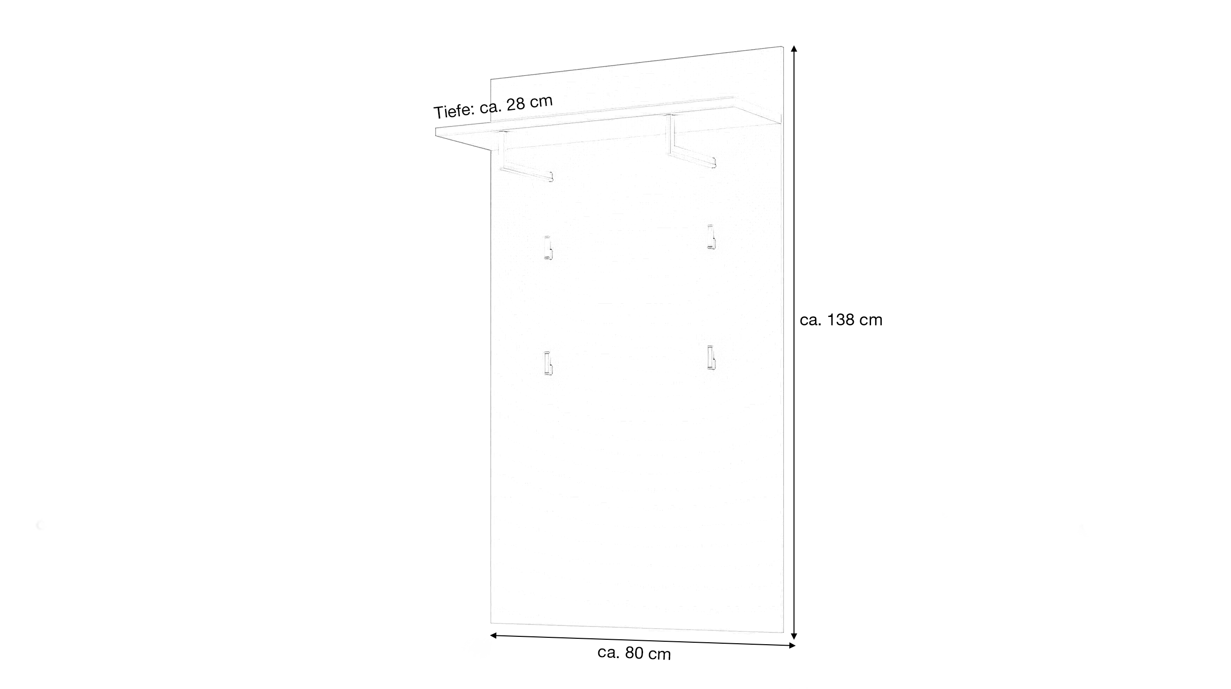 Wandgarderobe Paneel weiß 80 x 138 cm - SANTORIN