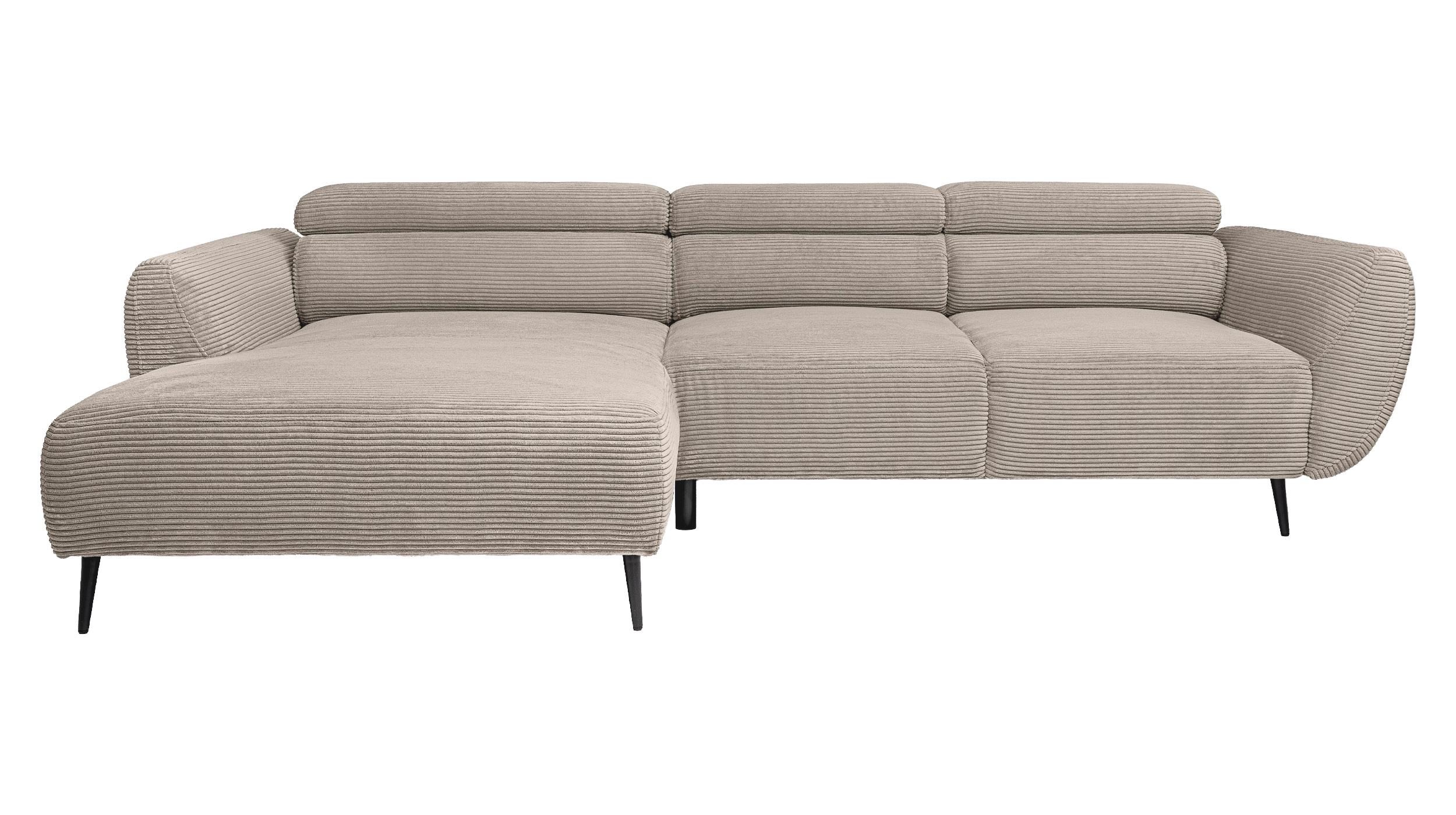 Ecksofa beige Cord elektrisch ausfahrbar 277 cm - OT links - AVELINO