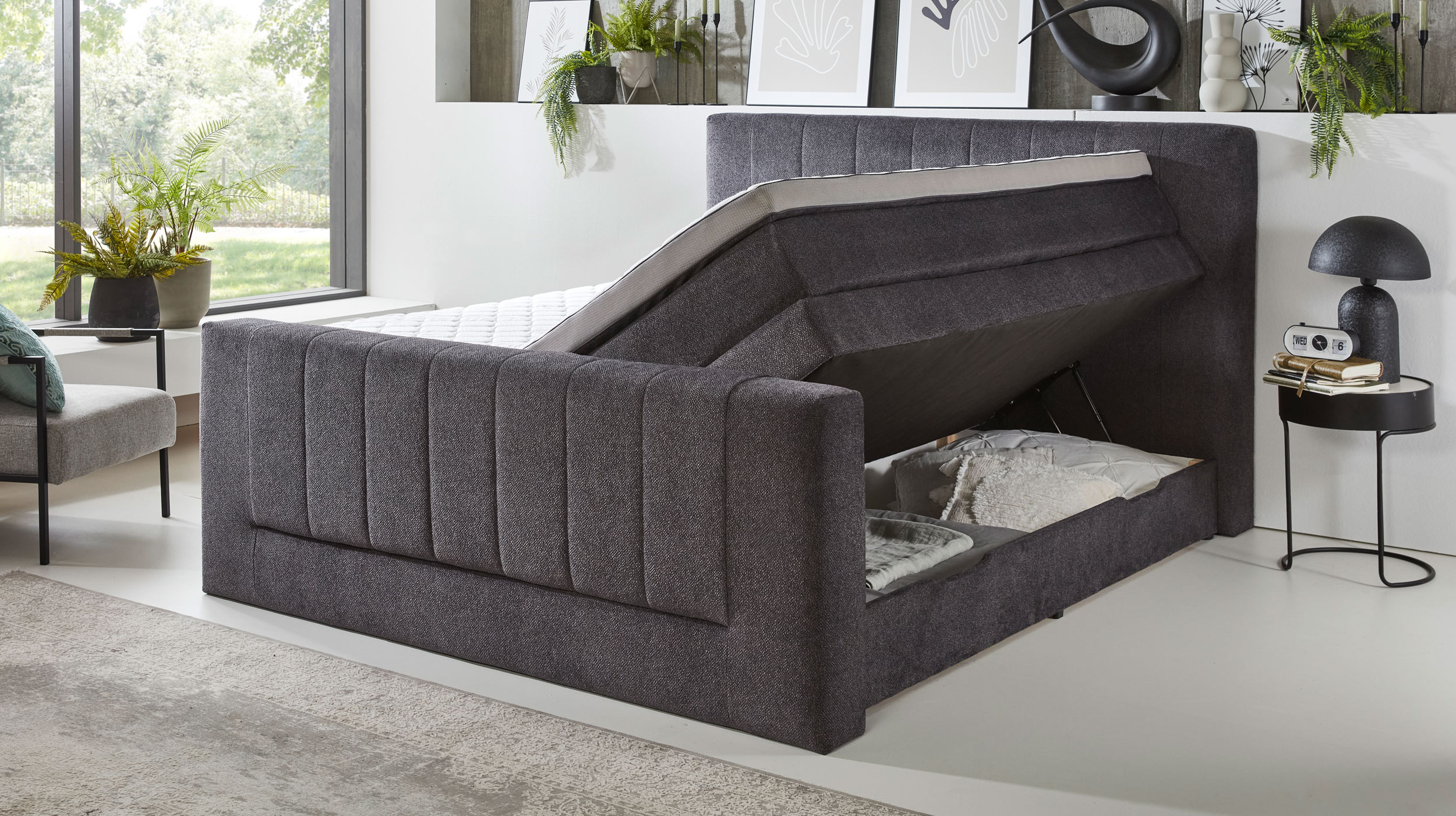 Boxspringbett 180 x 200 cm Bettkasten anthrazit Stoffbezug - KENOSHA