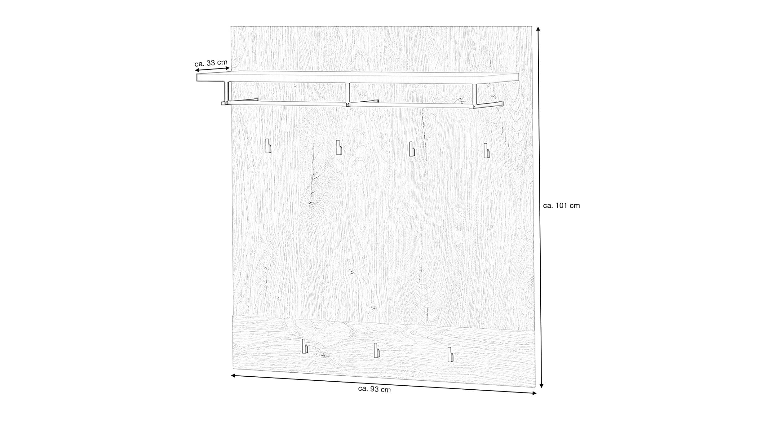 Wandgarderobe Paneel Viking Eiche 93 x 101 cm - GRANO