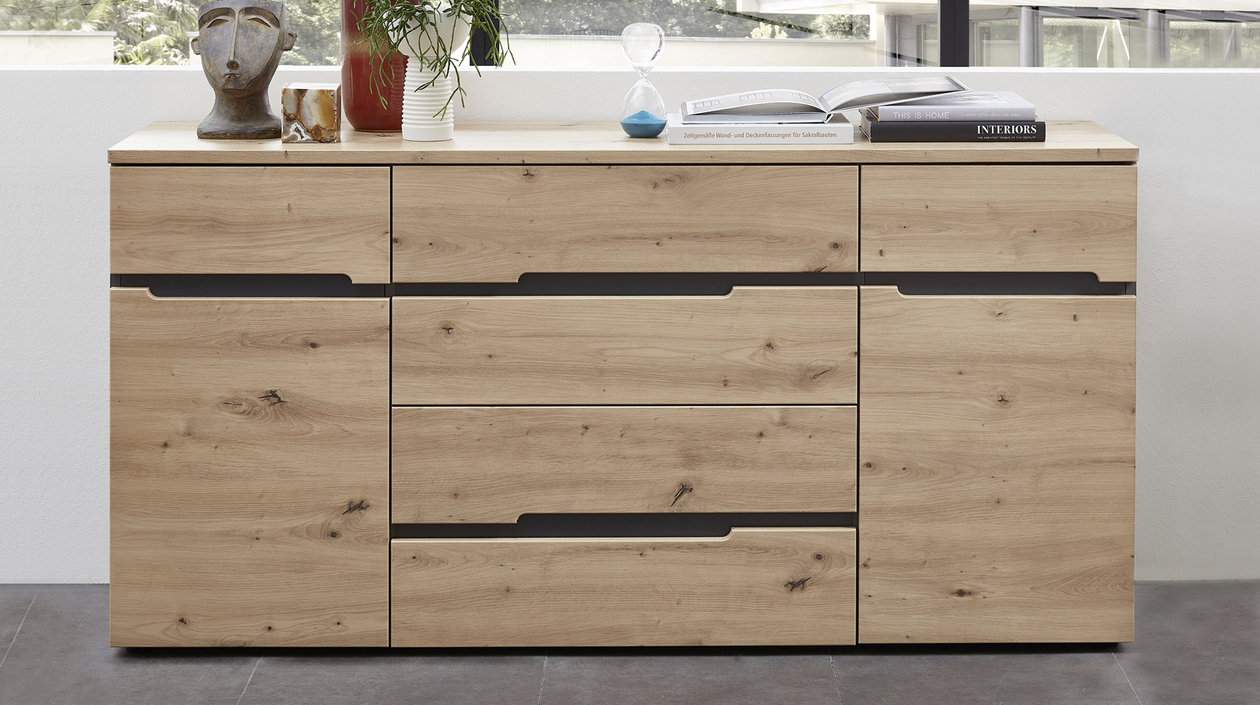 Sideboard mit 4 Schubladen Artisan Eiche - graphit 165 cm - MEMPHIS 