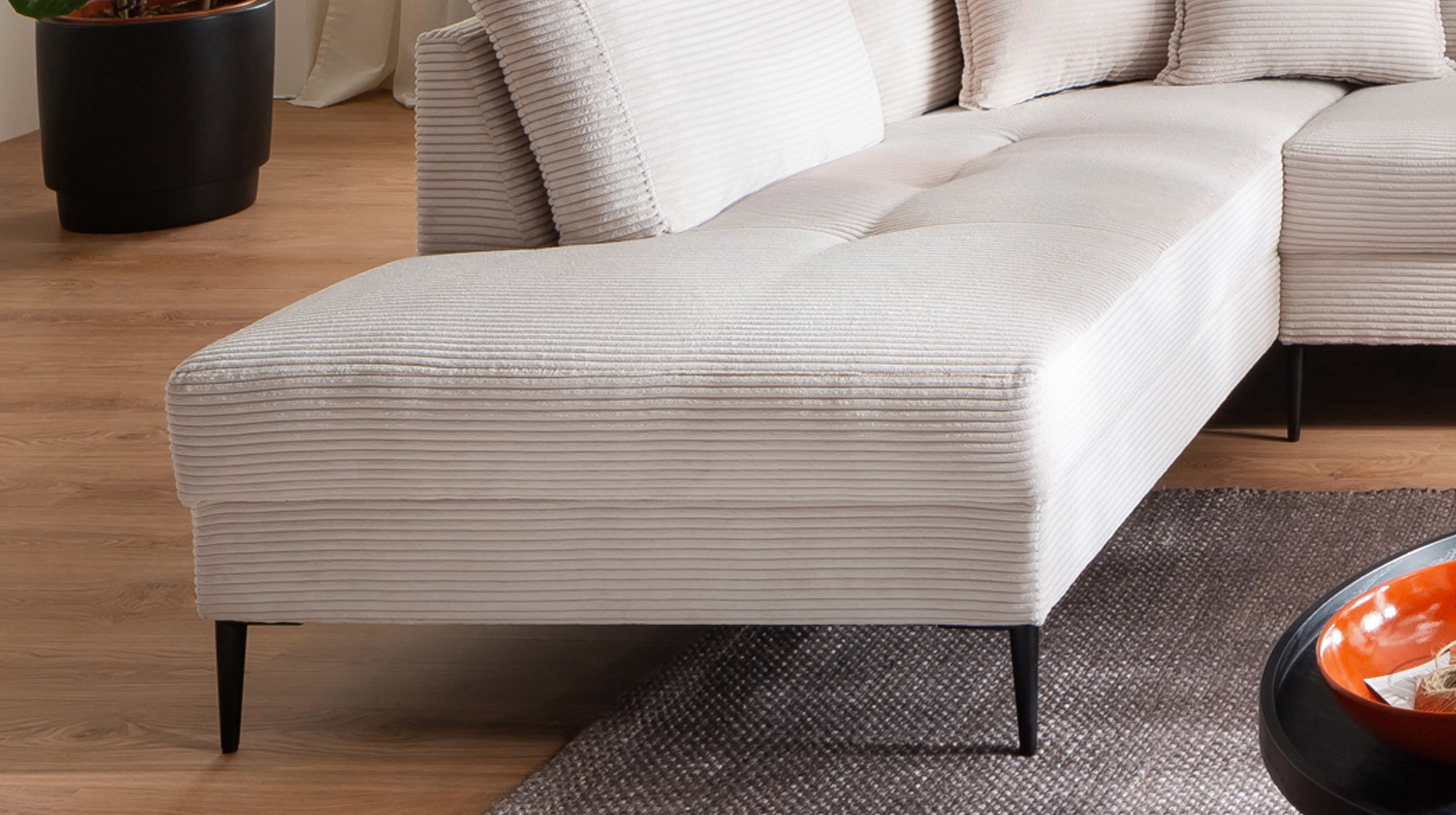 Wohnlandschaft Cord creme - 360 cm - SUMMER 