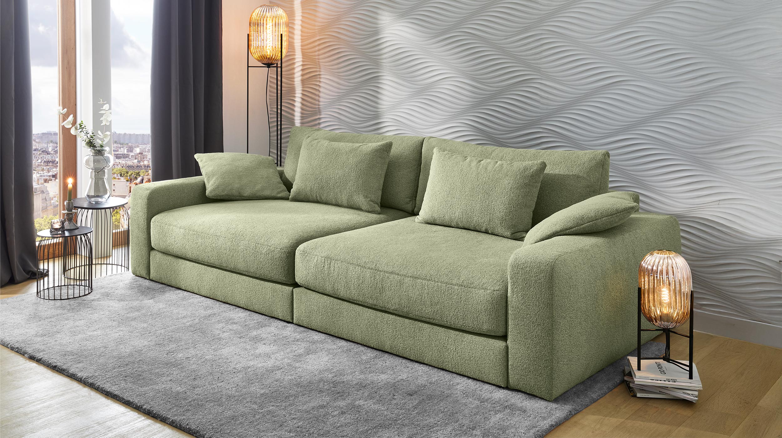 Big Sofa mit Federkern - grün - 290 cm - MILANO