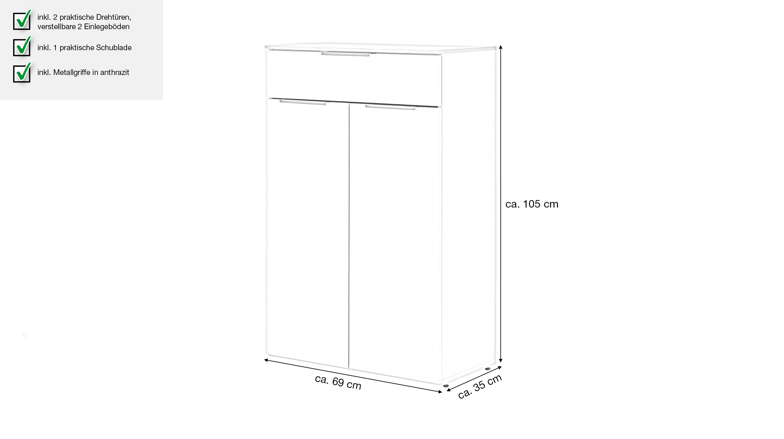 Kommode beige Artisan Eiche 69 cm - SYNOS