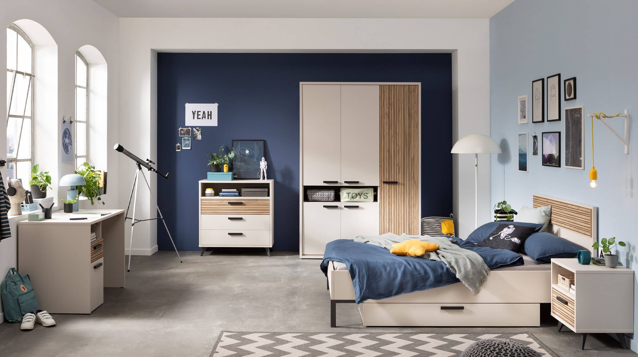 Kommode mit 3 Schubladen Eiche - beige - 92 x 45 cm - BRAVO