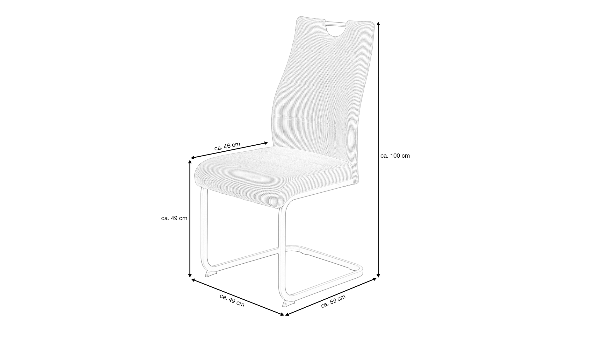Schwingstuhl für Esszimmer anthrazit Cordbezug - MELINA