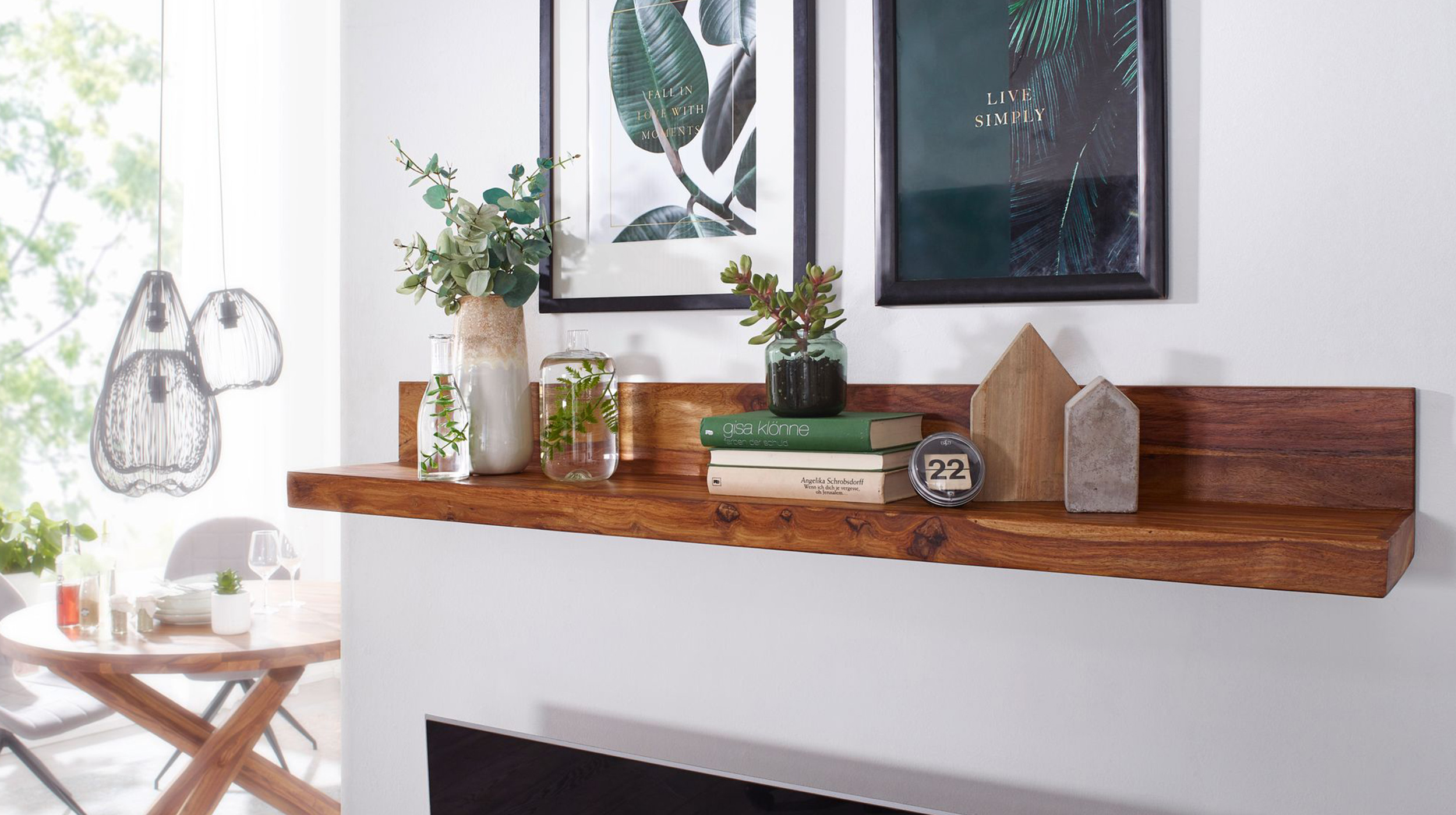 Wandboard Sheesham massiv gebeizt - 160 cm - MIKKEL