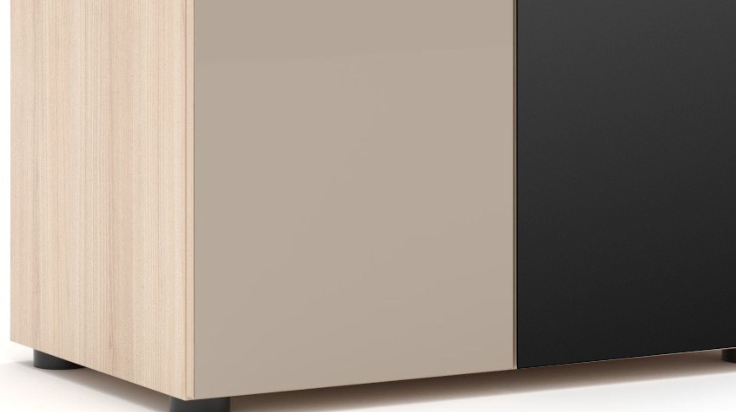 Garderobenschrank Spiegel beige Glasfront Eiche 65 cm - SANTORIN