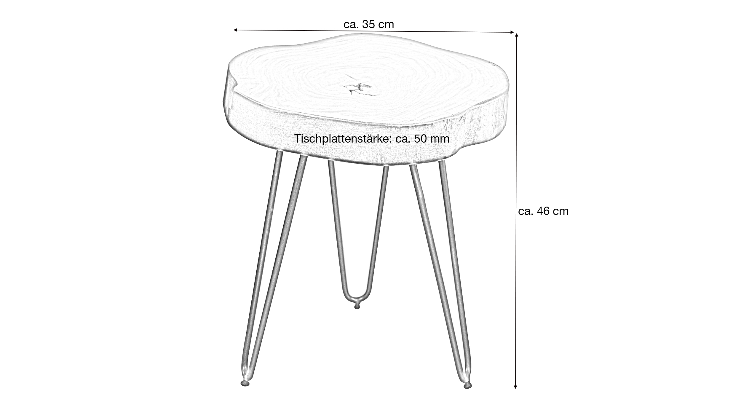 Beistelltisch Sheesham gebeizt massiv rund 35 x 35 x 46 cm - SKIVA 