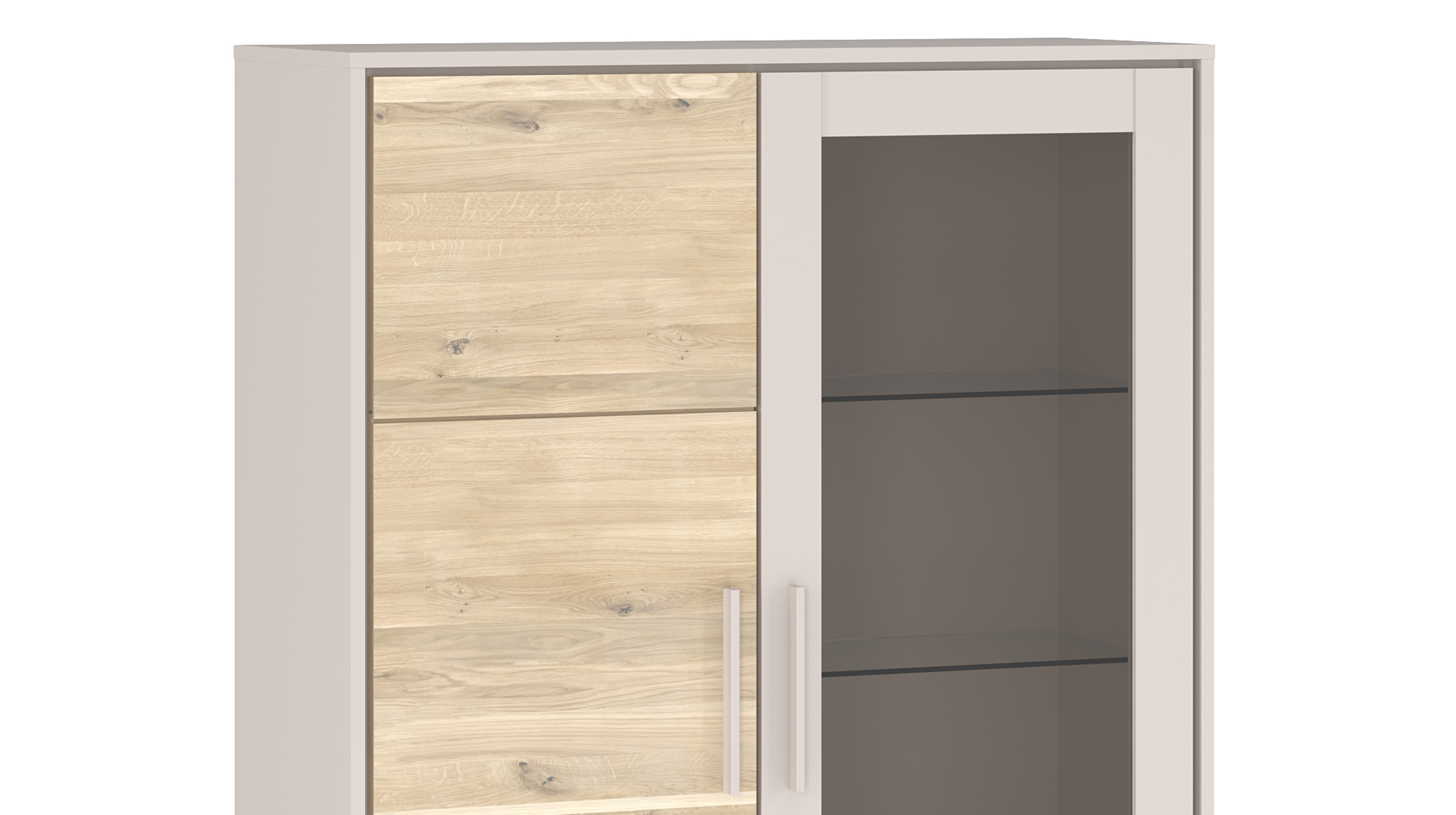 Vitrine mit Glastür Eiche teilmassiv geölt Breite 102 cm - KAI 