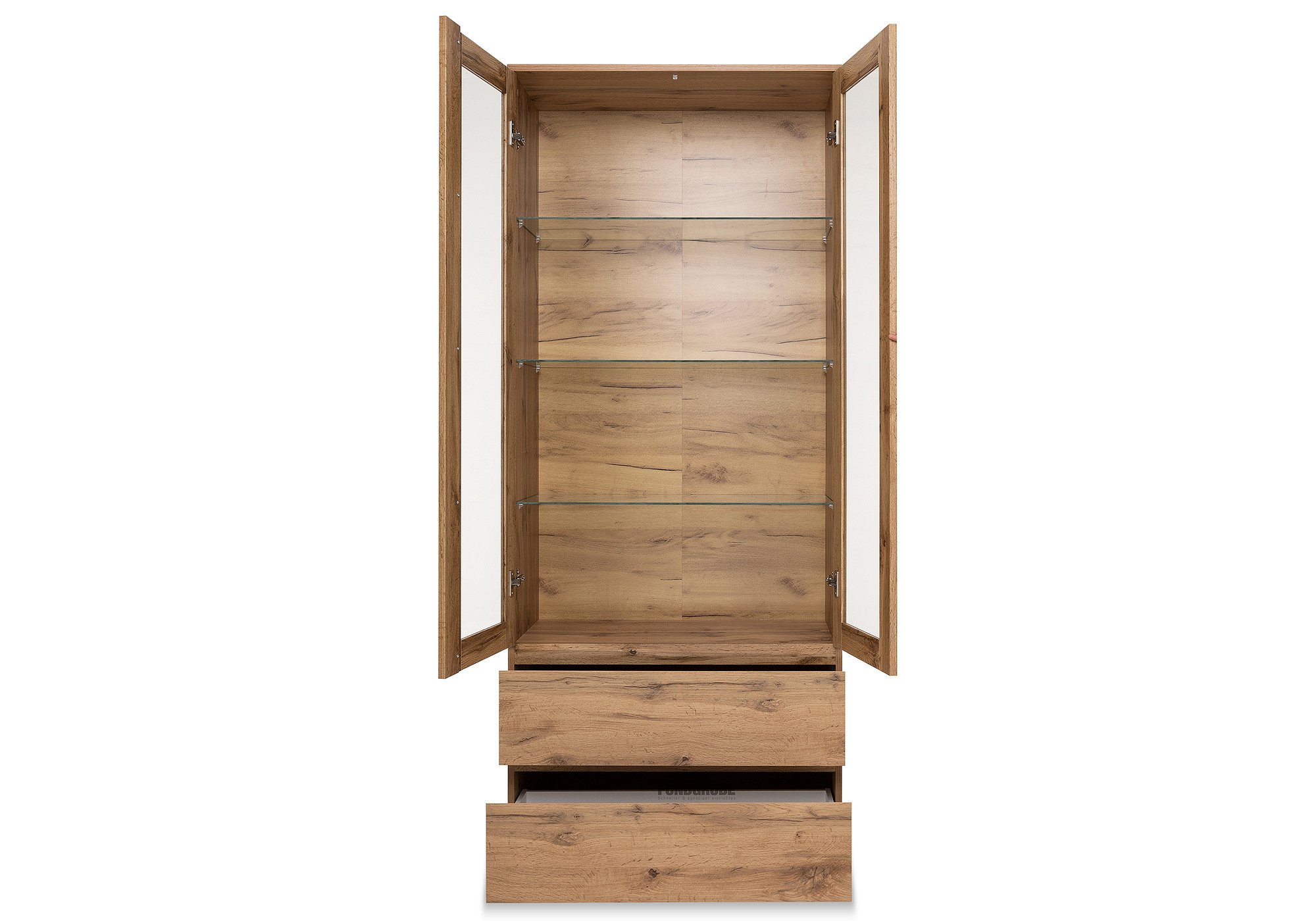 Vitrine mit 2 Glastüren Honig Eiche Breite 80 cm - IMAGE