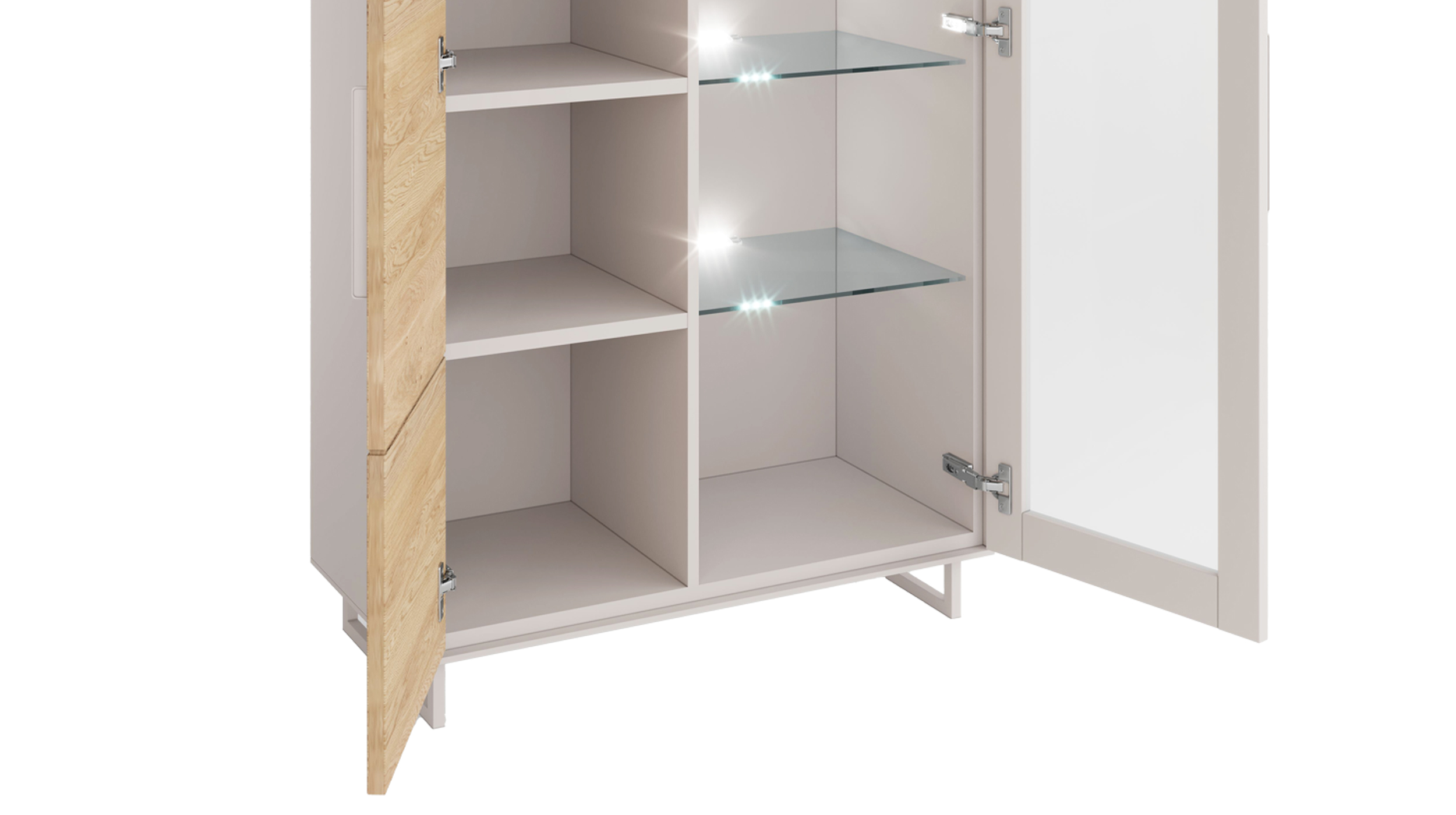 Vitrine mit Glastür Eiche teilmassiv geölt Breite 102 cm - KAI 