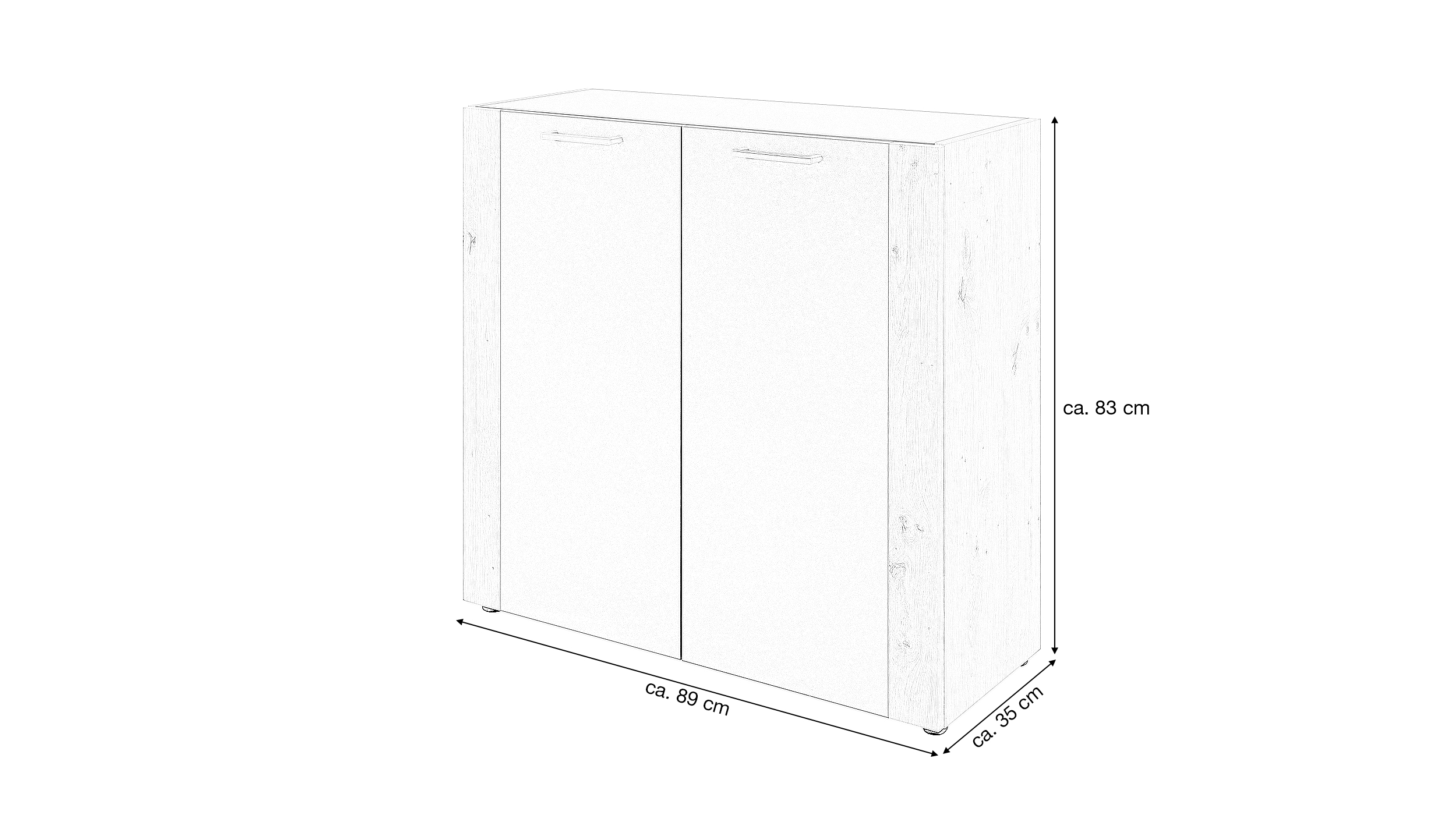 Kommode anthrazit Artisan Eiche 2-türig 89 x 35 cm - CENTO 