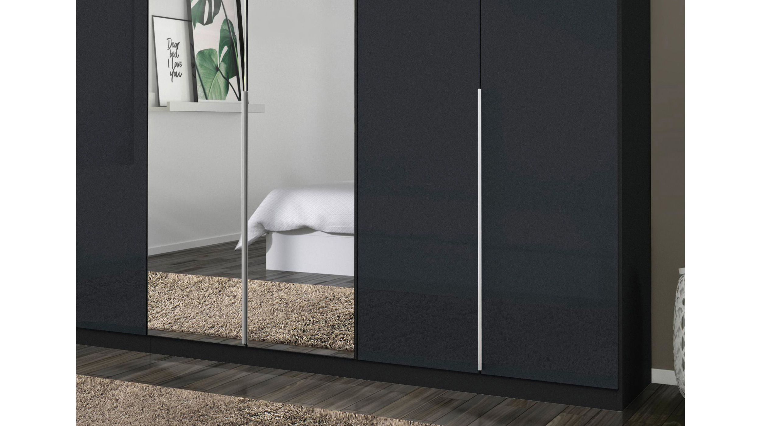 Kleiderschrank mit Spiegel - grau metallic - 271 cm - rauch - ALABAMA