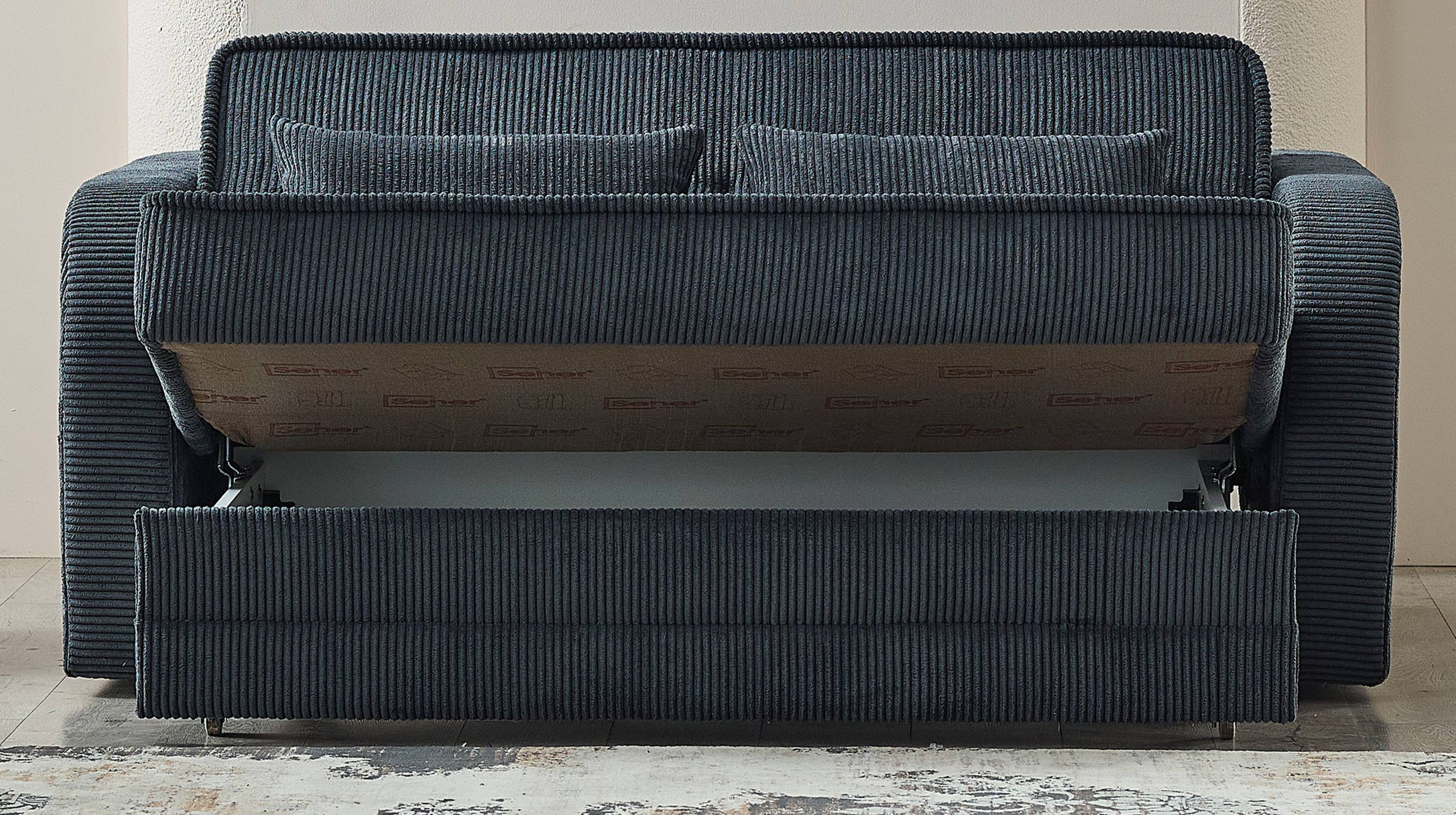 Schlafsofa Cord anthrazit Bettkasten ausziehbar 171 cm - MOLERON