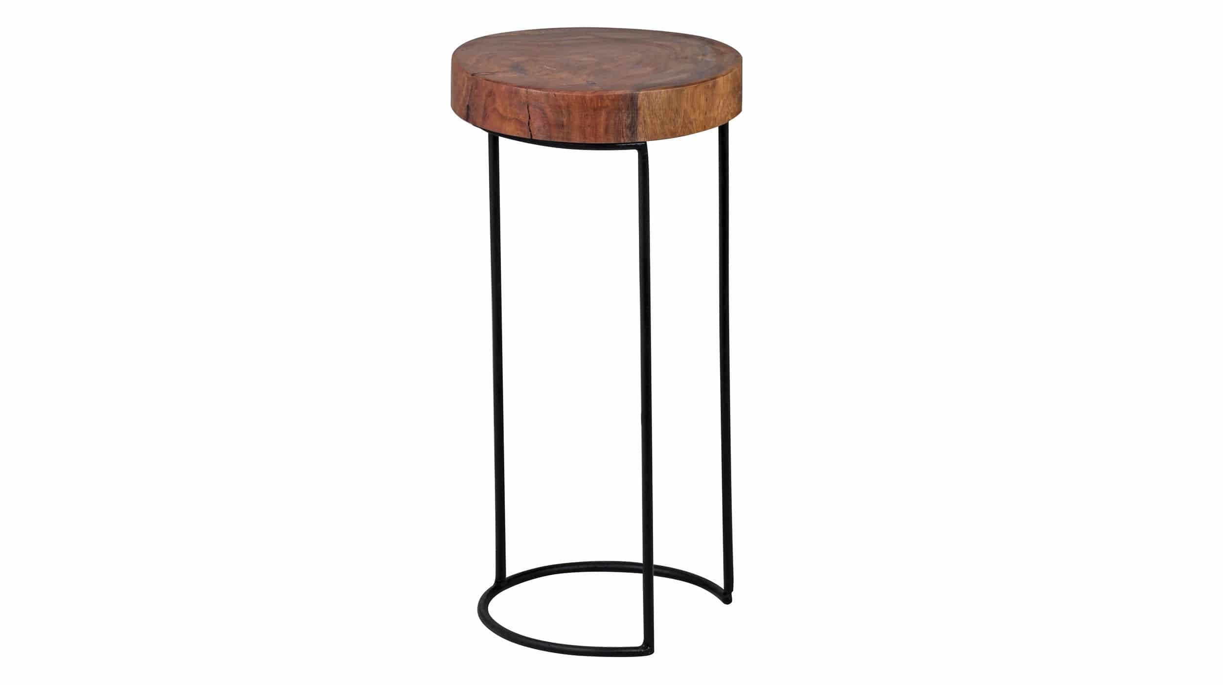 Beistelltisch Sheesham massiv gebeizt rund 28 x 28 x 55 cm - SKIVA